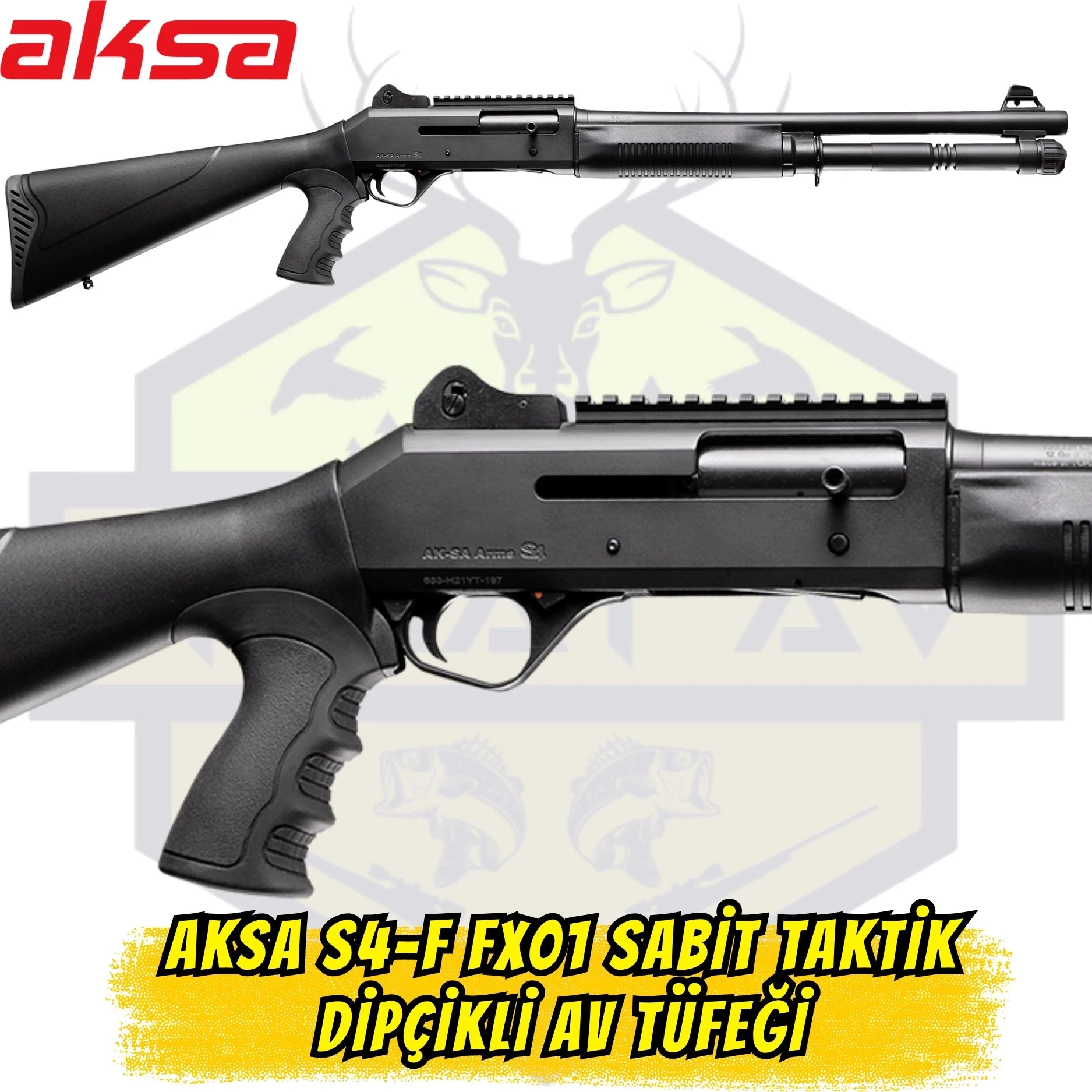Aksa S4-F FX01 Sabit Taktik Dipçikli Av Tüfeği - 12 Kalibre (Mat Siyah)