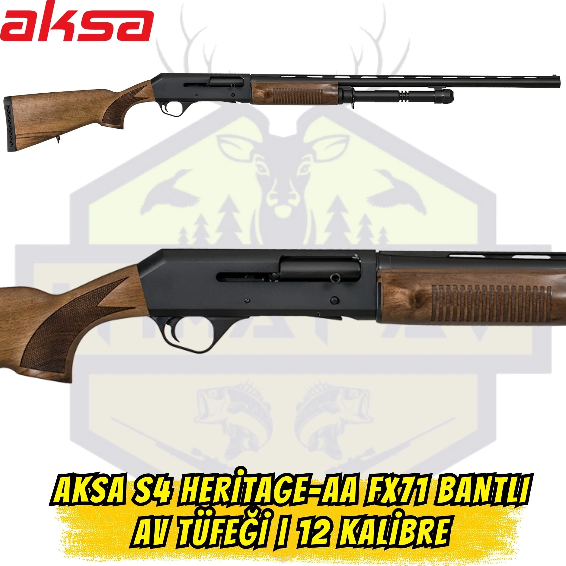 Aksa S4 Heritage-AA FX71 Bantlı Av Namlulu Av Tüfeği - 12 Kalibre (Ahşap Kundak)