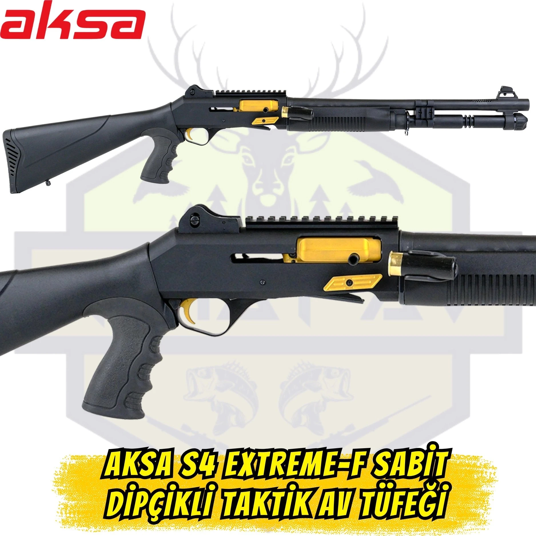 Aksa S4 Extreme-F Sabit Dipçikli Taktik Av Tüfeği - 12 Kalibre (Mat Siyah)