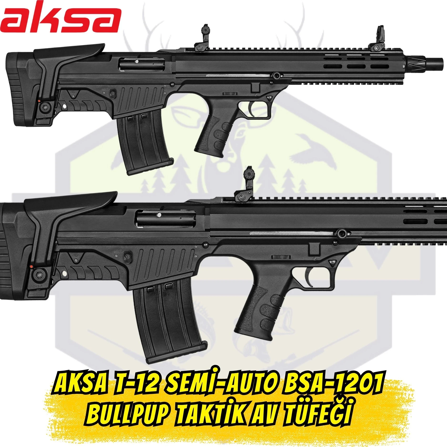 Aksa T-12 Semi-Auto BSA-1201 Gazlı Sistem Bullpup Şarjörlü Taktik Av Tüfeği