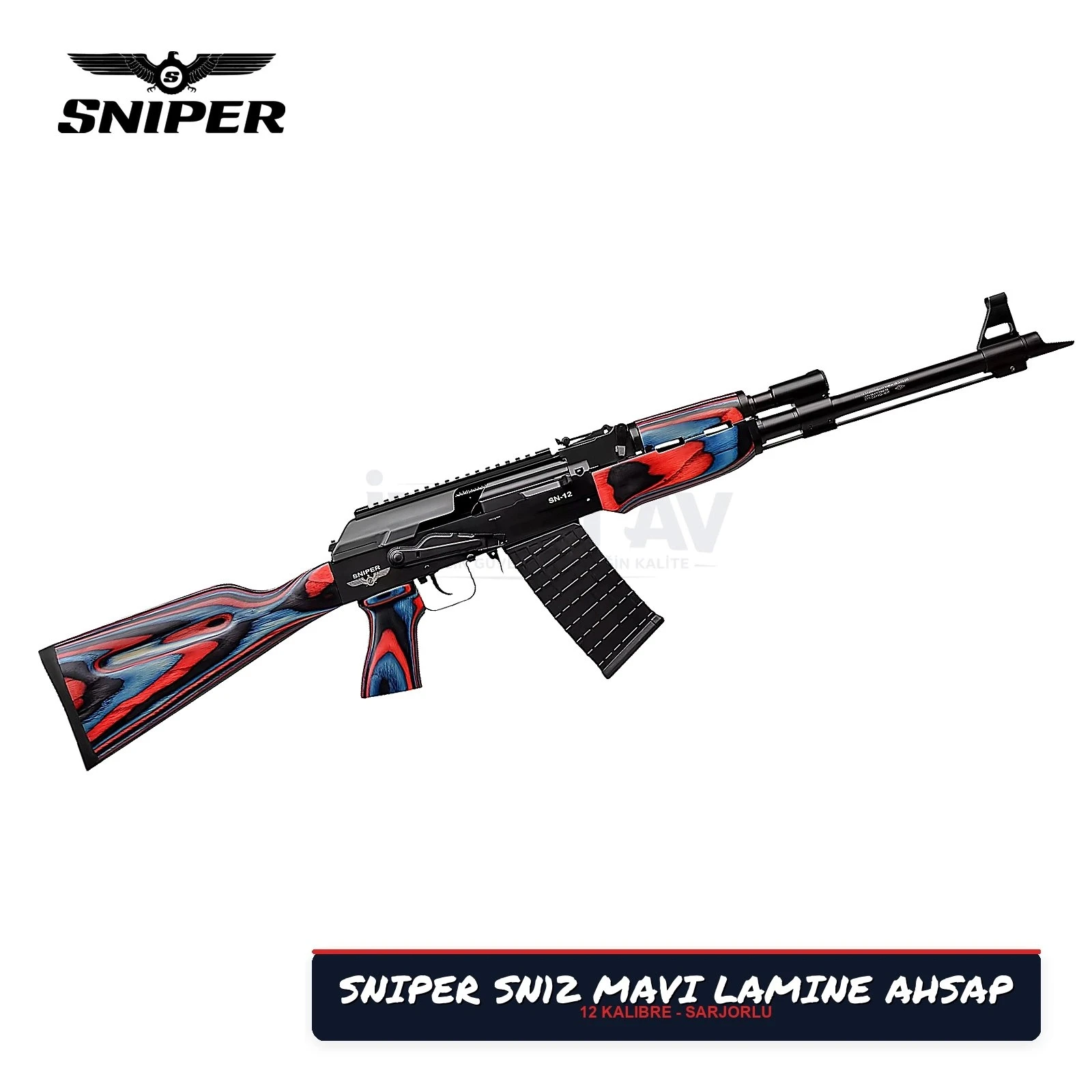 Sniper SN-12 Mavi Lamine Ahşap Şarjörlü Av Tüfeği