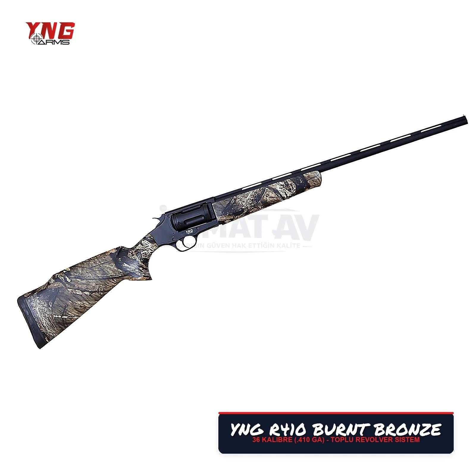 YNG Arms R410 Yanık Bronz Ahşap Dipçik Revolver Toplu Av Tüfeği