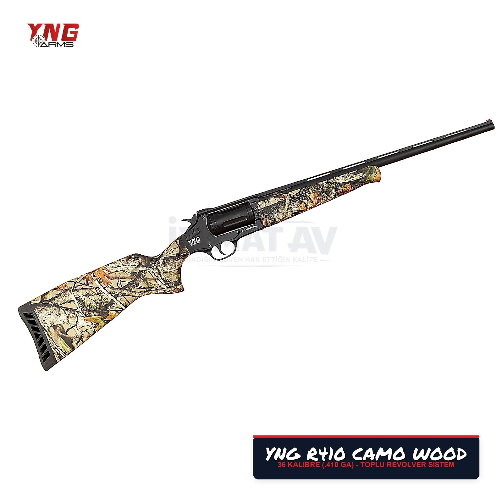 YNG Arms R410 Ahşap Sazlık Kamuflaj Revolver Toplu Av Tüfeği