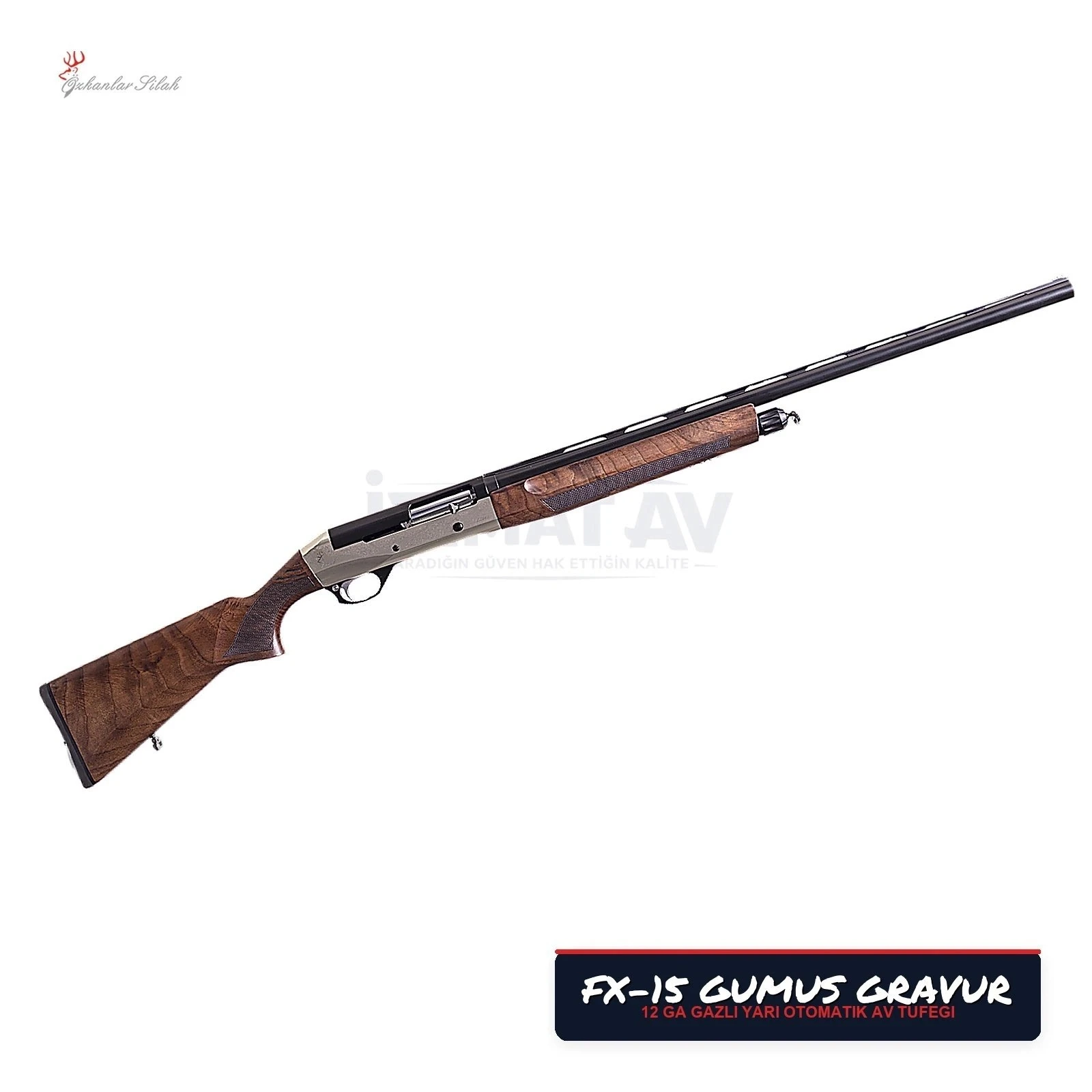 Özkanlar FX-15 Gümüş Gravürlü 12 Kalibre Yarı Otomatik Av Tüfeği