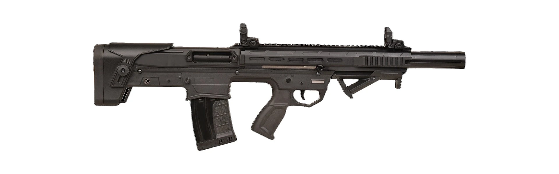 Ferman Brasi-001 Bullpup Şarjörlü Pompalı & Yarı Otomatik Av Tüfeği (12 Kalibre - Çift Sistem - Mat Siyah)