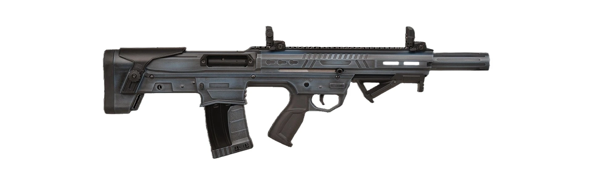 Ferman Brasi-001 Bullpup Şarjörlü Pompalı & Yarı Otomatik Av Tüfeği (12 Kalibre - Çift Sistem - Mavi)