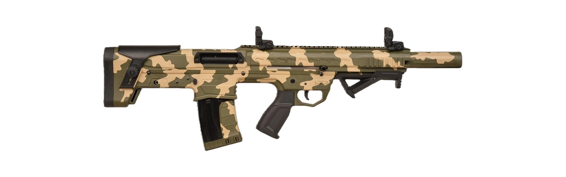 Ferman Brasi-001 Bullpup Şarjörlü Pompalı & Yarı Otomatik Av Tüfeği (12 Kalibre - Çift Sistem - Taktik Kamuflaj)