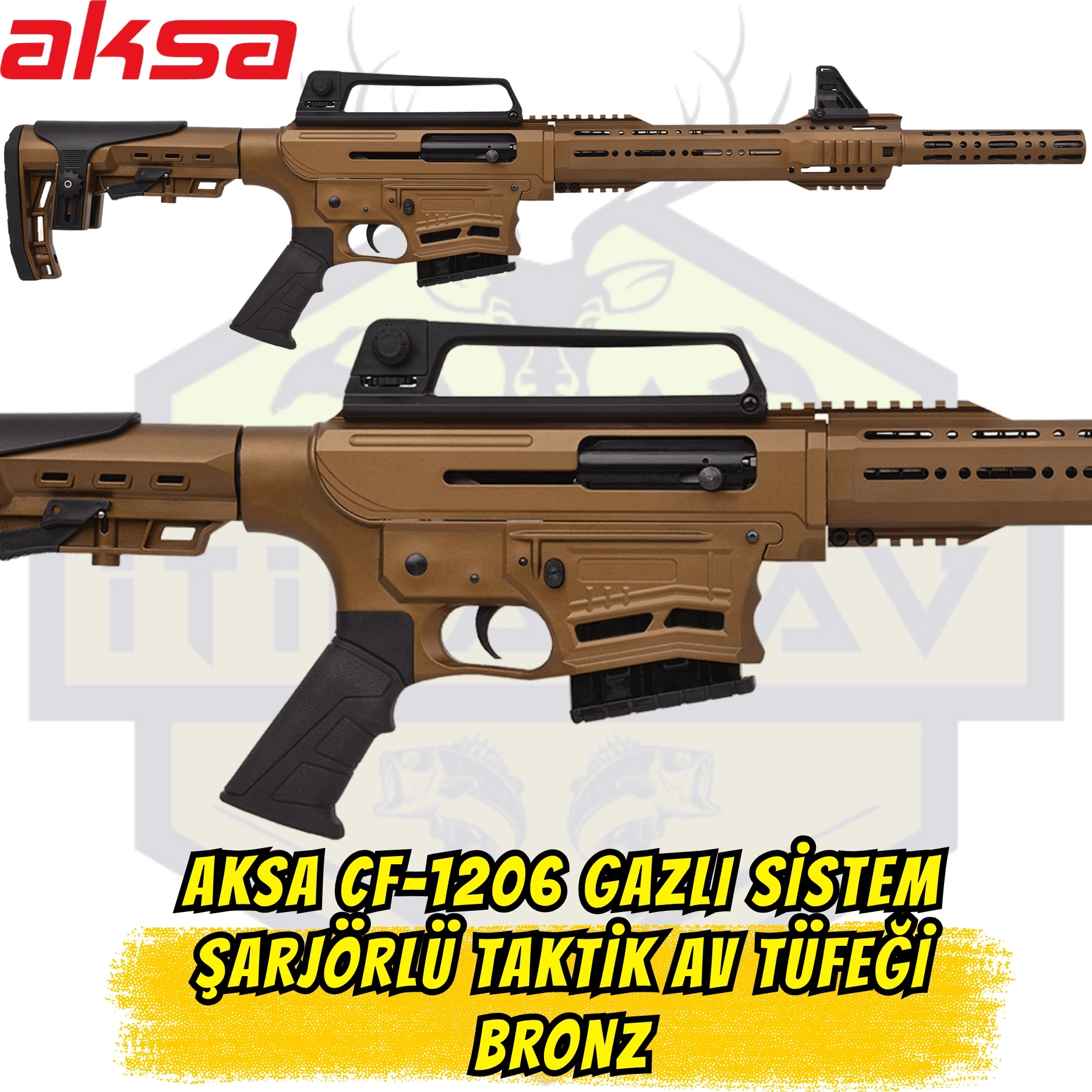 Aksa CF-1206 Gazlı Sistem Şarjörlü Taktik Av Tüfeği - Bronz