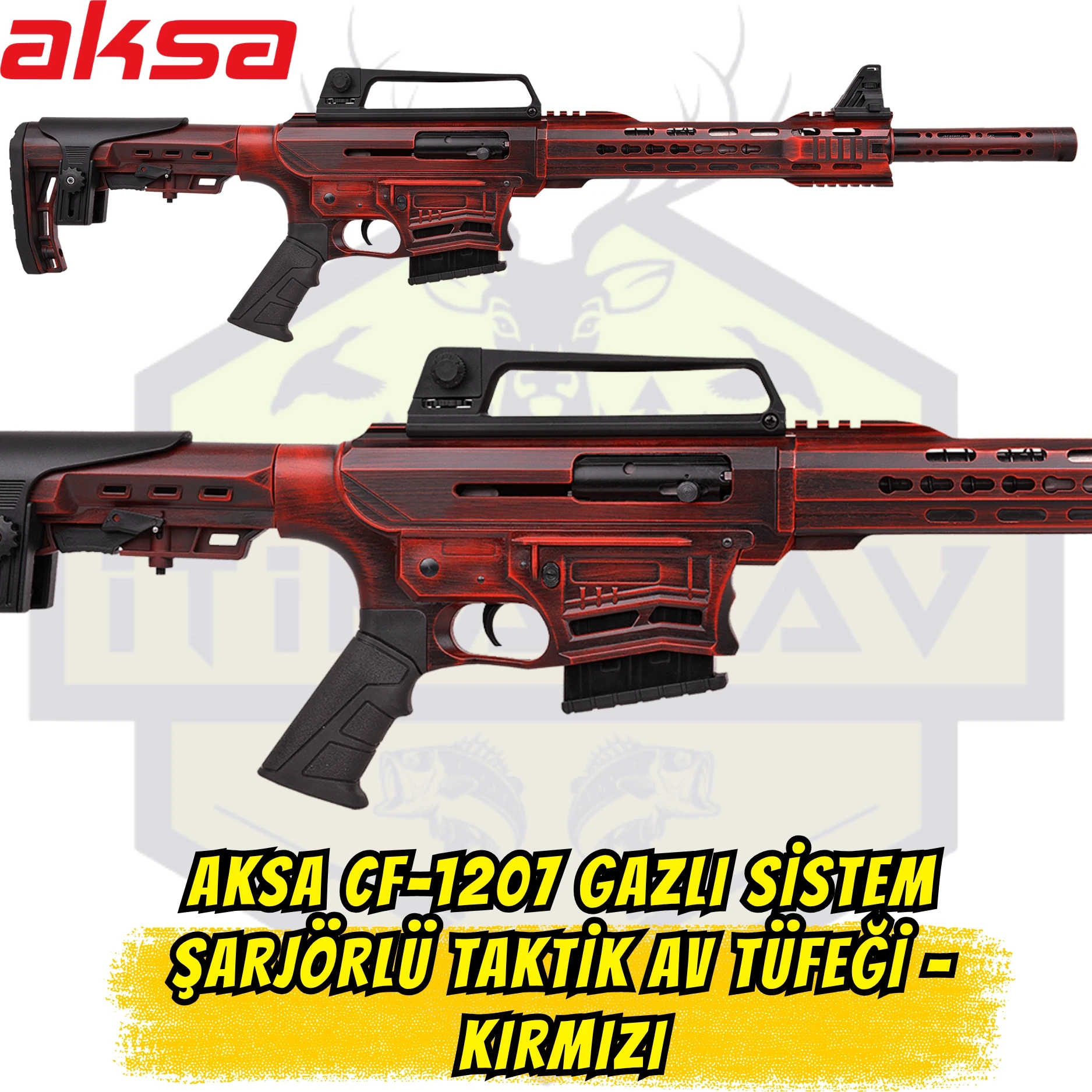 Aksa CF-1207 Gazlı Sistem Şarjörlü Taktik Av Tüfeği - Kırmızı