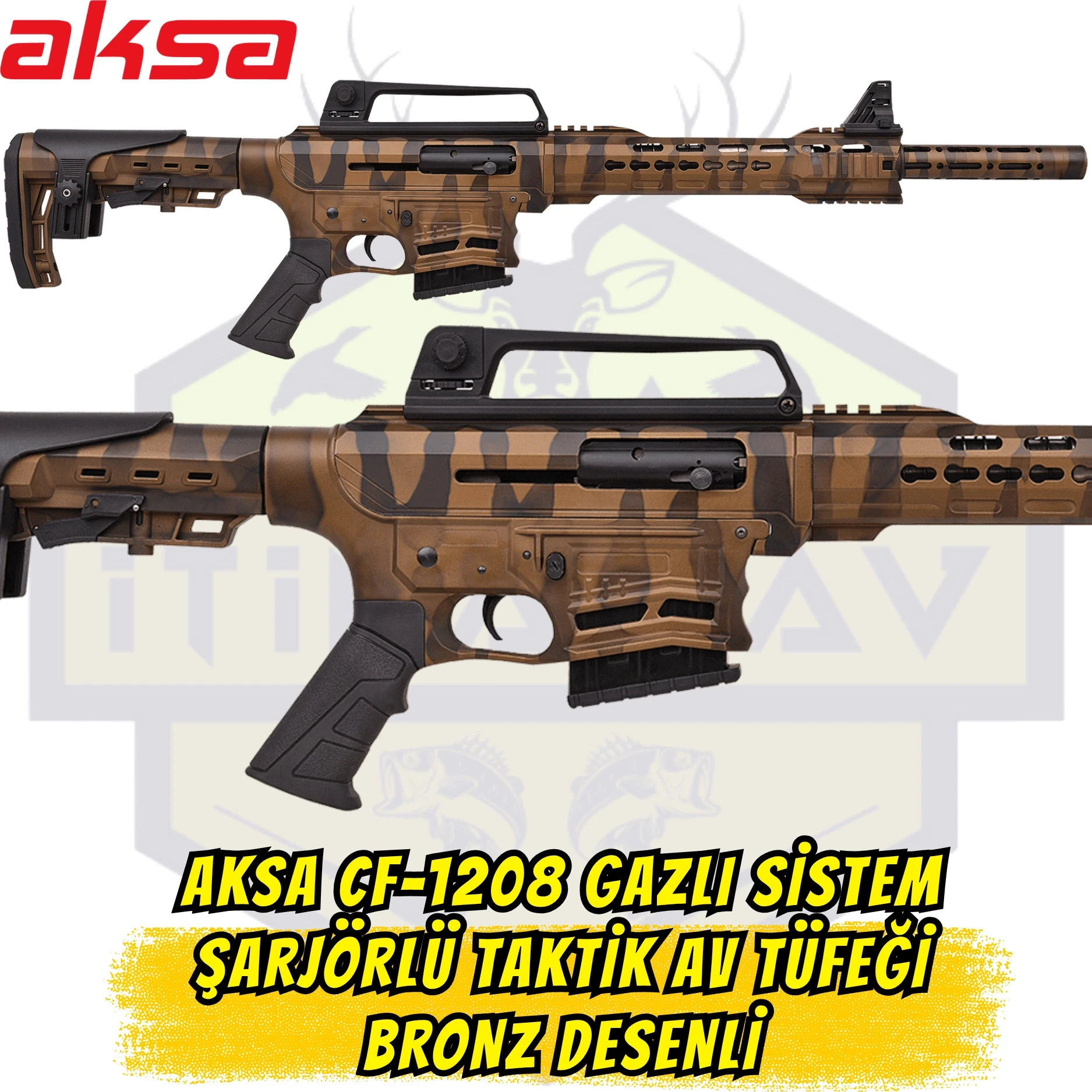 Aksa CF-1208 Gazlı Sistem Şarjörlü Taktik Av Tüfeği - Bronz Desenli