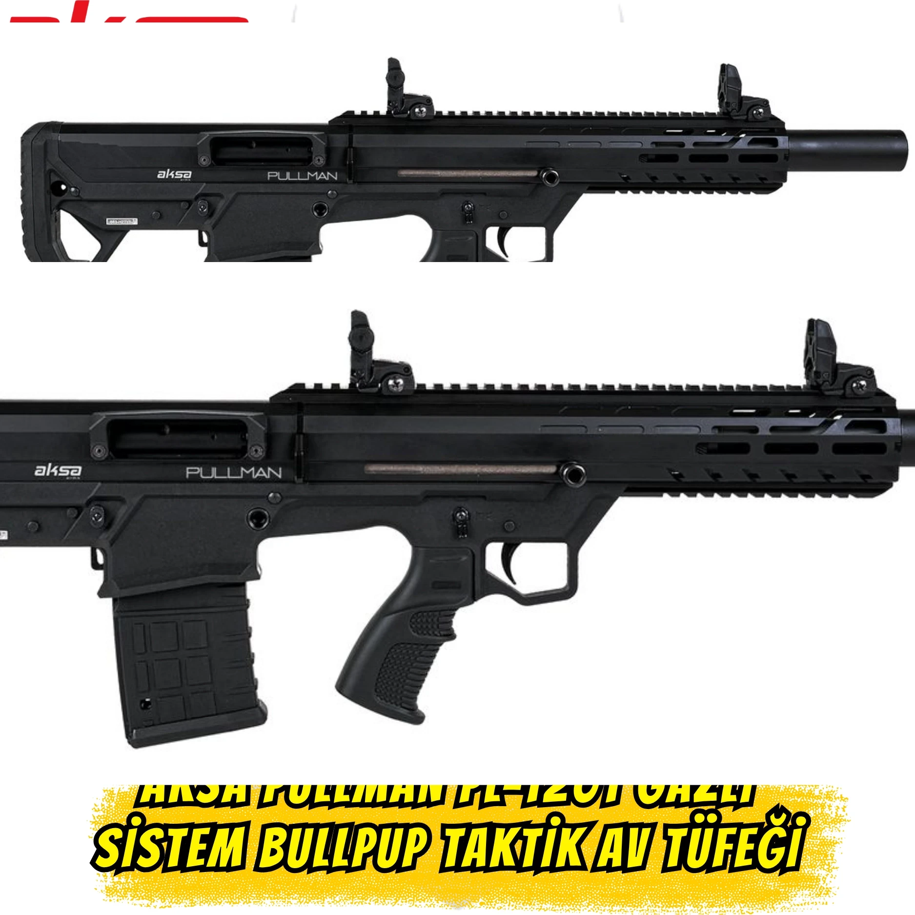 Aksa Pullman PL-1201 Gazlı Sistem Bullpup Şarjörlü Taktik Av Tüfeği (Mat Siyah)