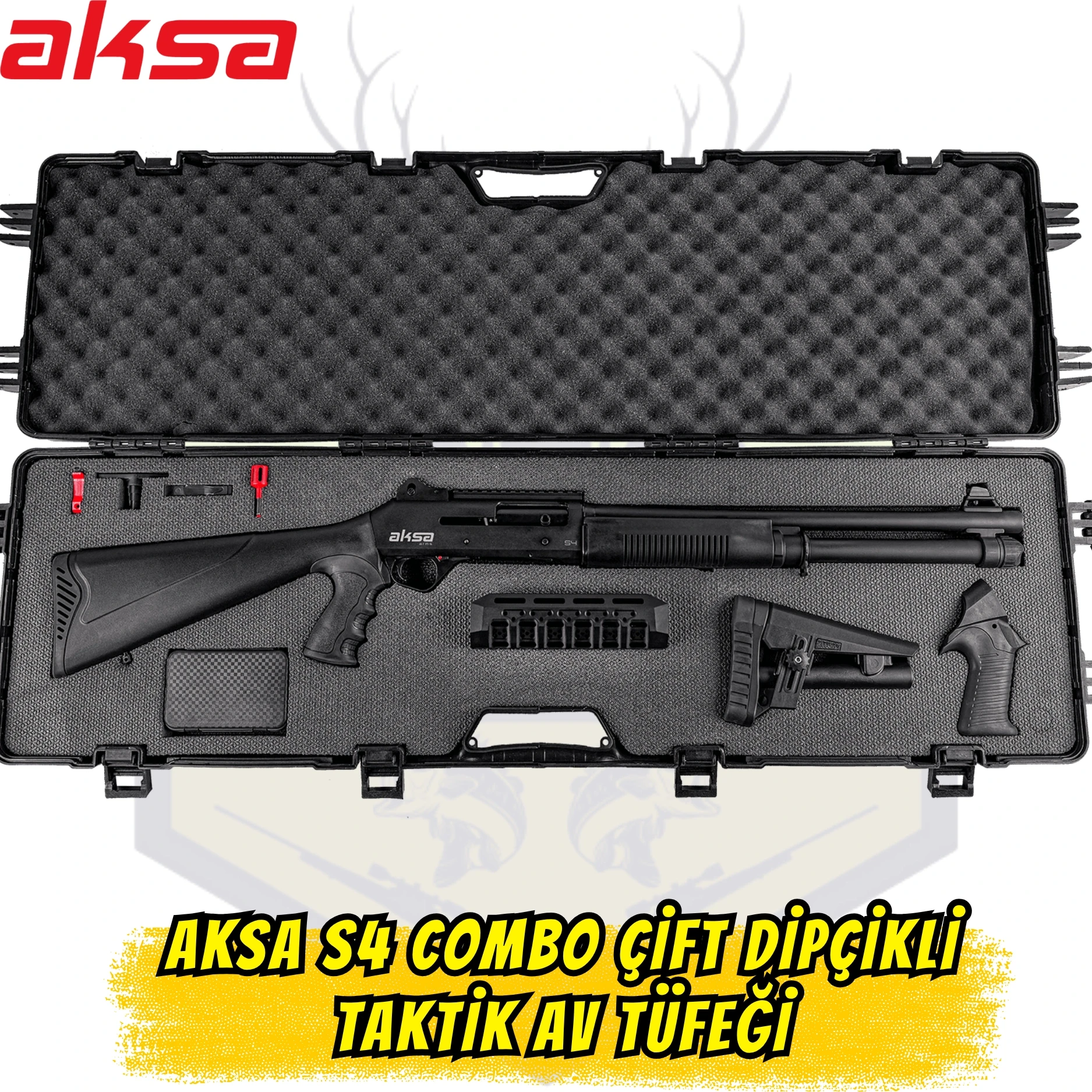 Aksa S4 Combo Çift Dipçikli Taktik Av Tüfeği - 12 Kalibre (Yarı Otomatik)