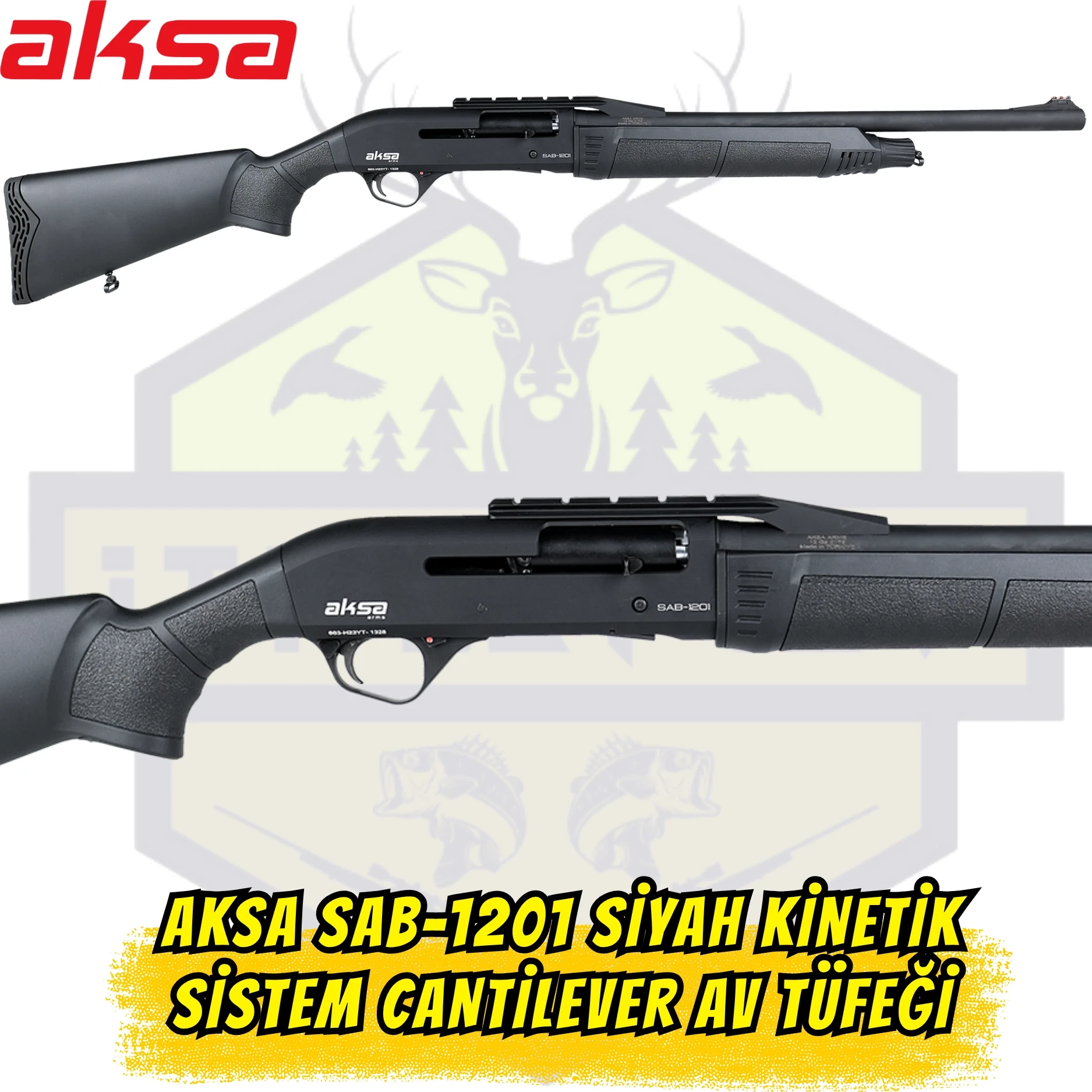 Aksa SAB-1201 Kinetik Sistem Cantilever Av Tüfeği - 12 Kalibre (Mat Siyah)