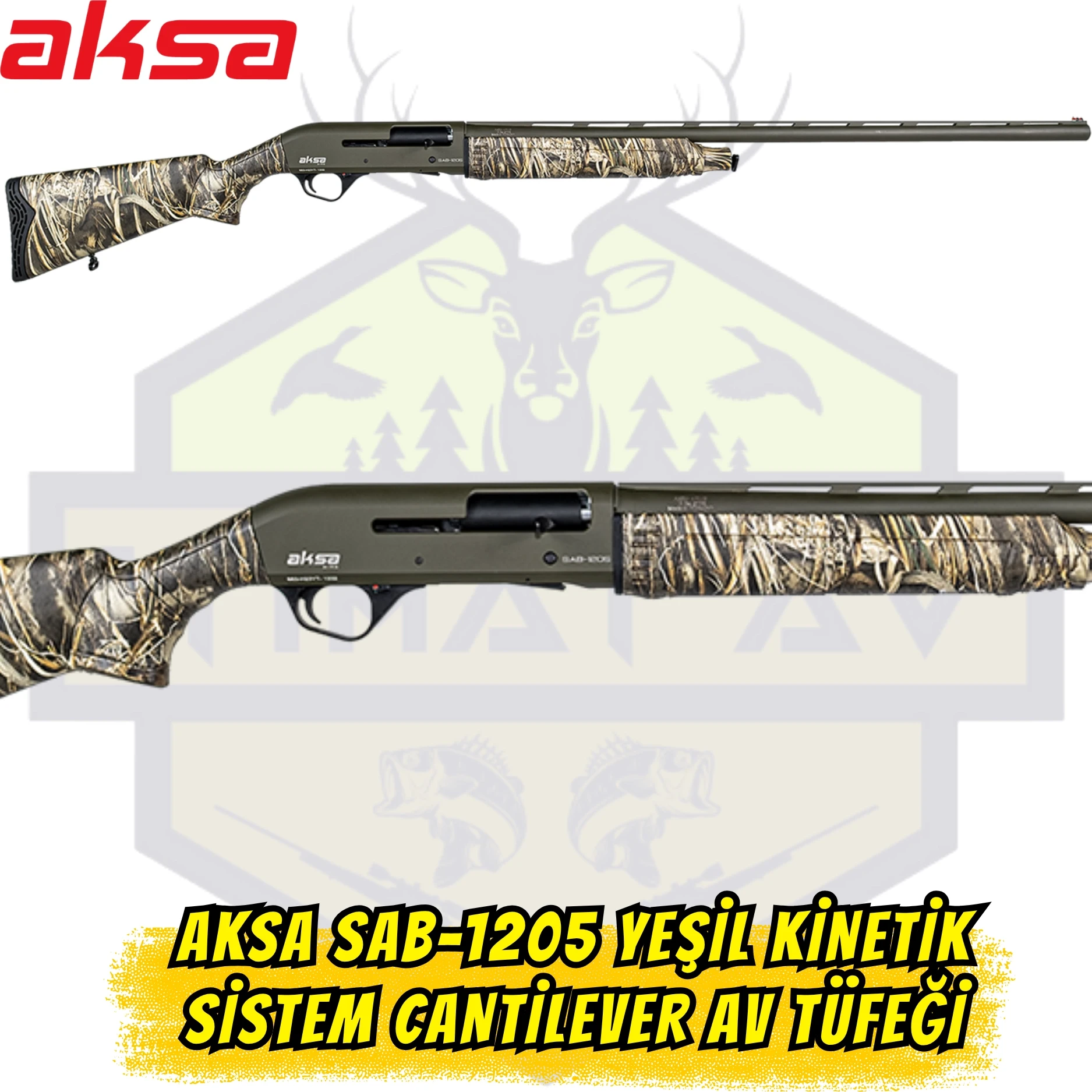 Aksa SAB-1205 Kinetik Sistem Cantilever Av Tüfeği - 12 Kalibre (Mat Yeşil)