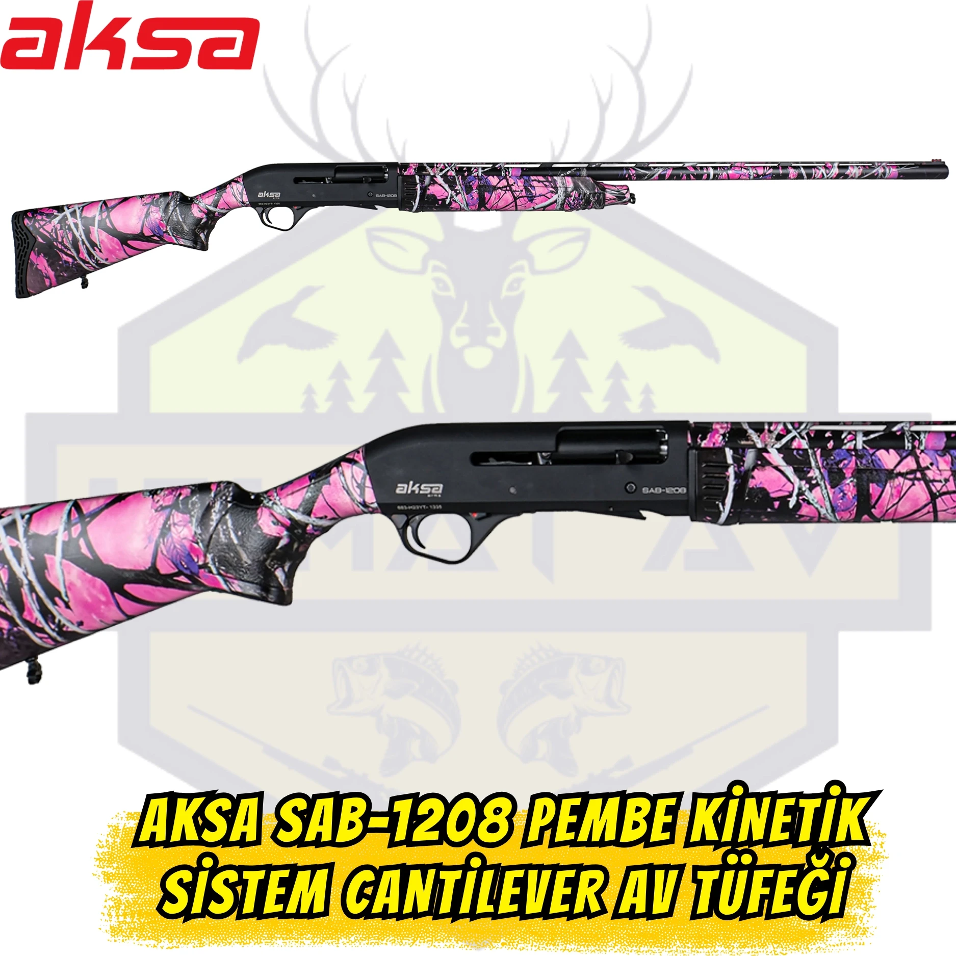 Aksa SAB-1208 Kinetik Sistem Cantilever Av Tüfeği - 12 Kalibre (Premium Pembe)