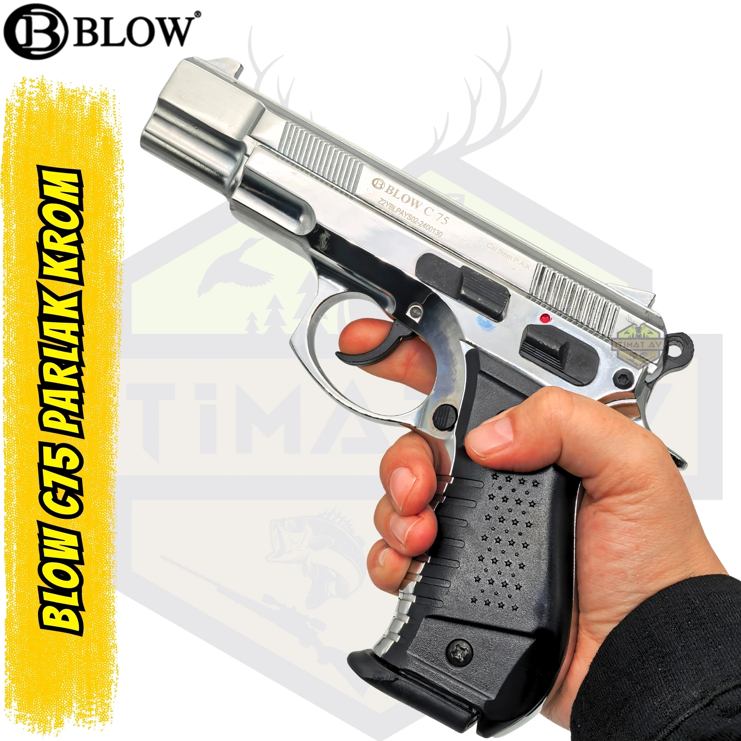 Blow C75 Kurusıkı Ses Tabancası Parlak Krom