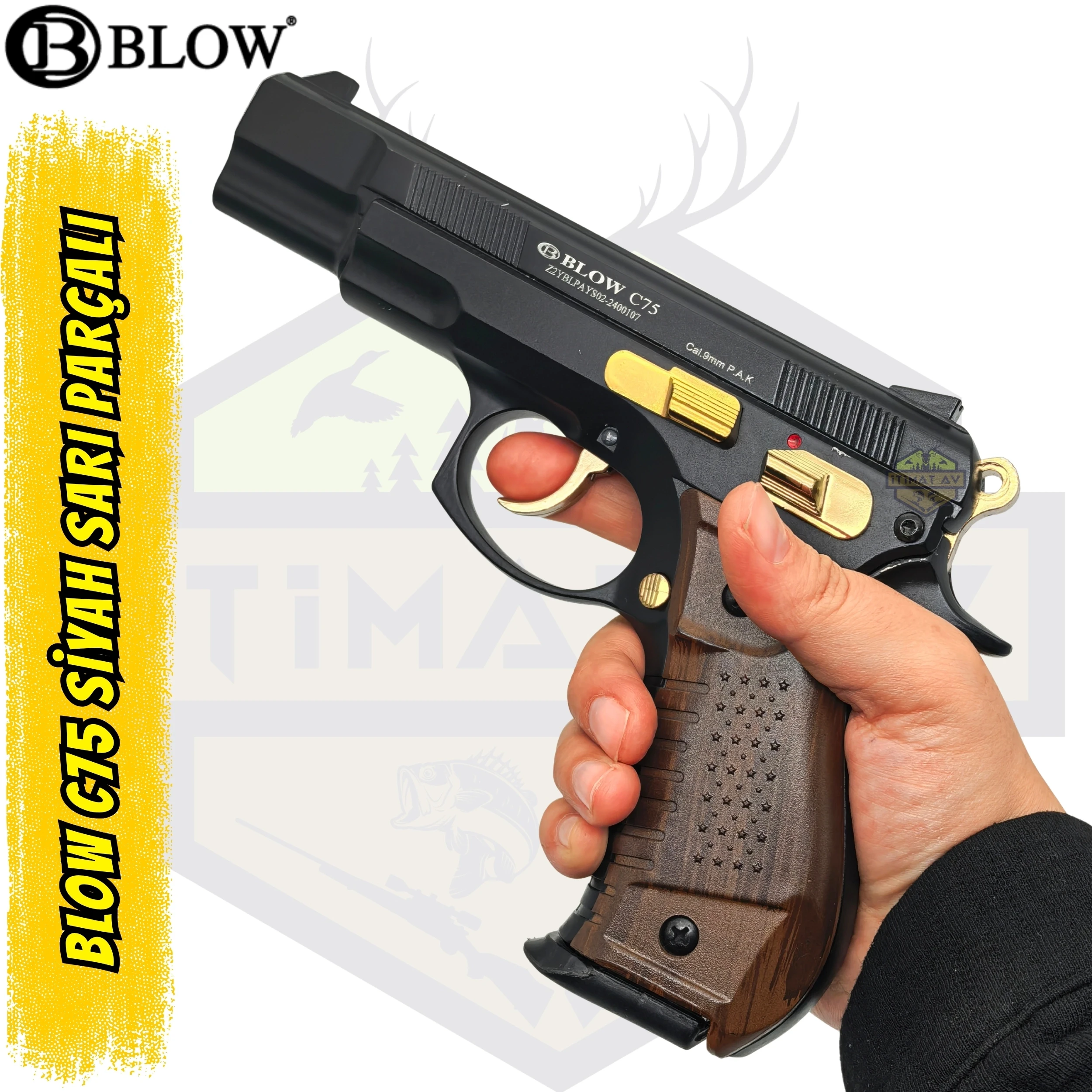 Blow C75 Kurusıkı Ses Tabancası Siyah Sarı Parçalı