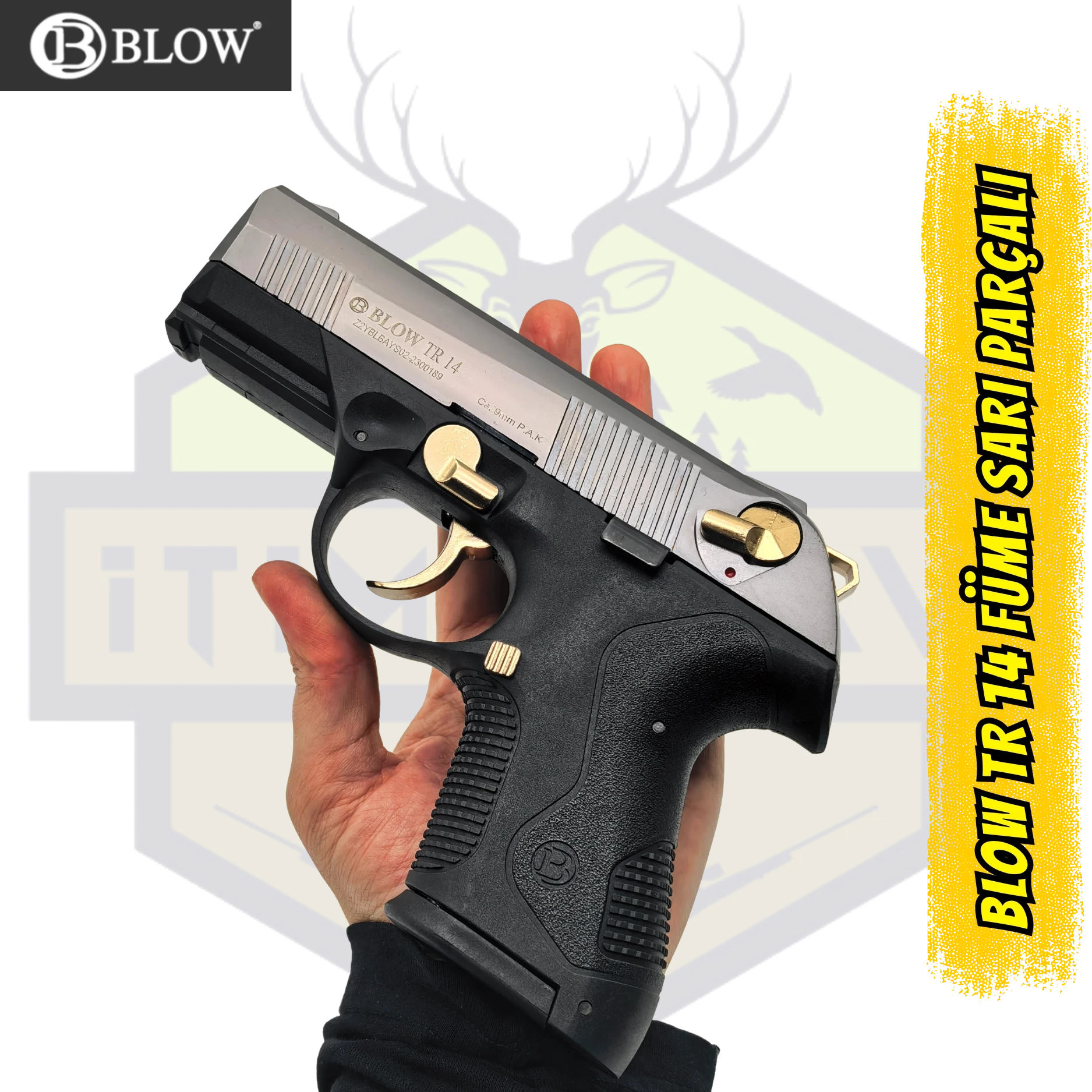 Blow TR 14 Füme Sarı Parçalı Kurusıkı Ses Tabancası