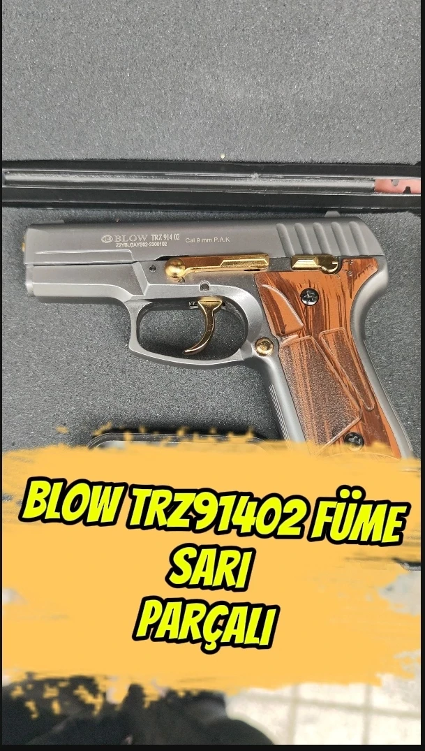 Blow TRZ91402 Kurusıkı Ses Tabancası Füme Sarı Parçalı (9 mm - 14+1 Şarjör)