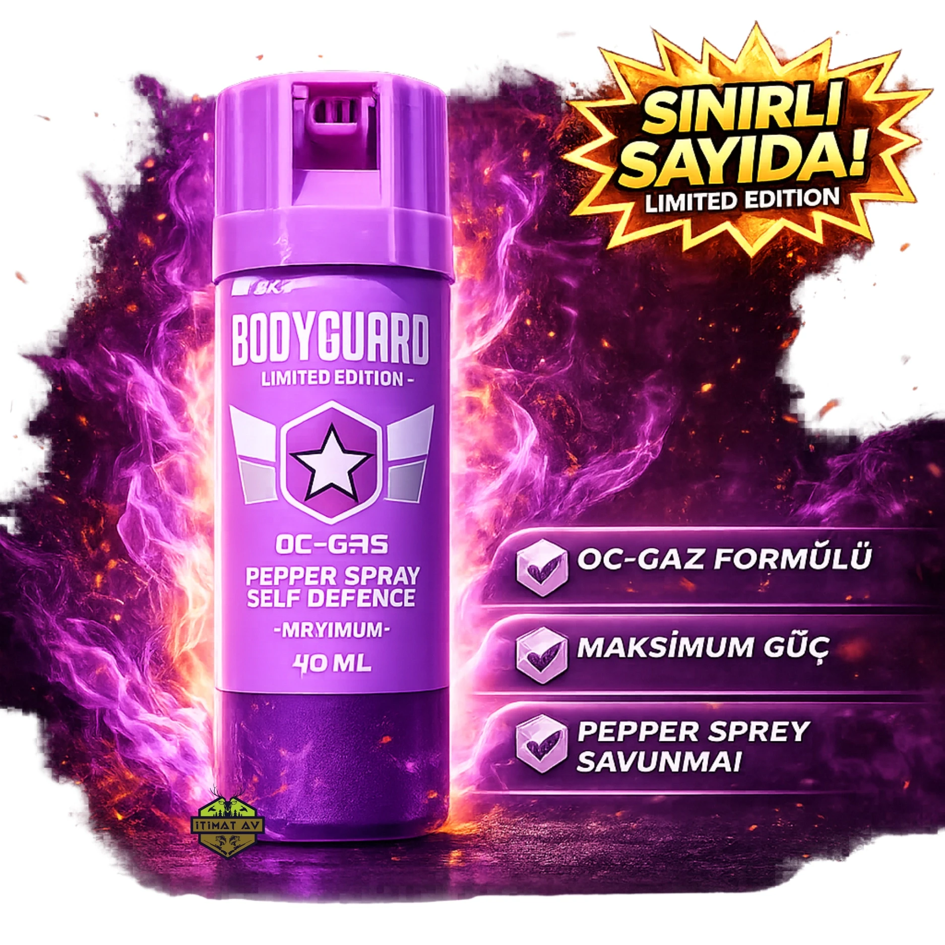 Bodyguard Biber Gazı 40 ml Pembe (Sınırlı Üretim / Çantada Taşınabilir)