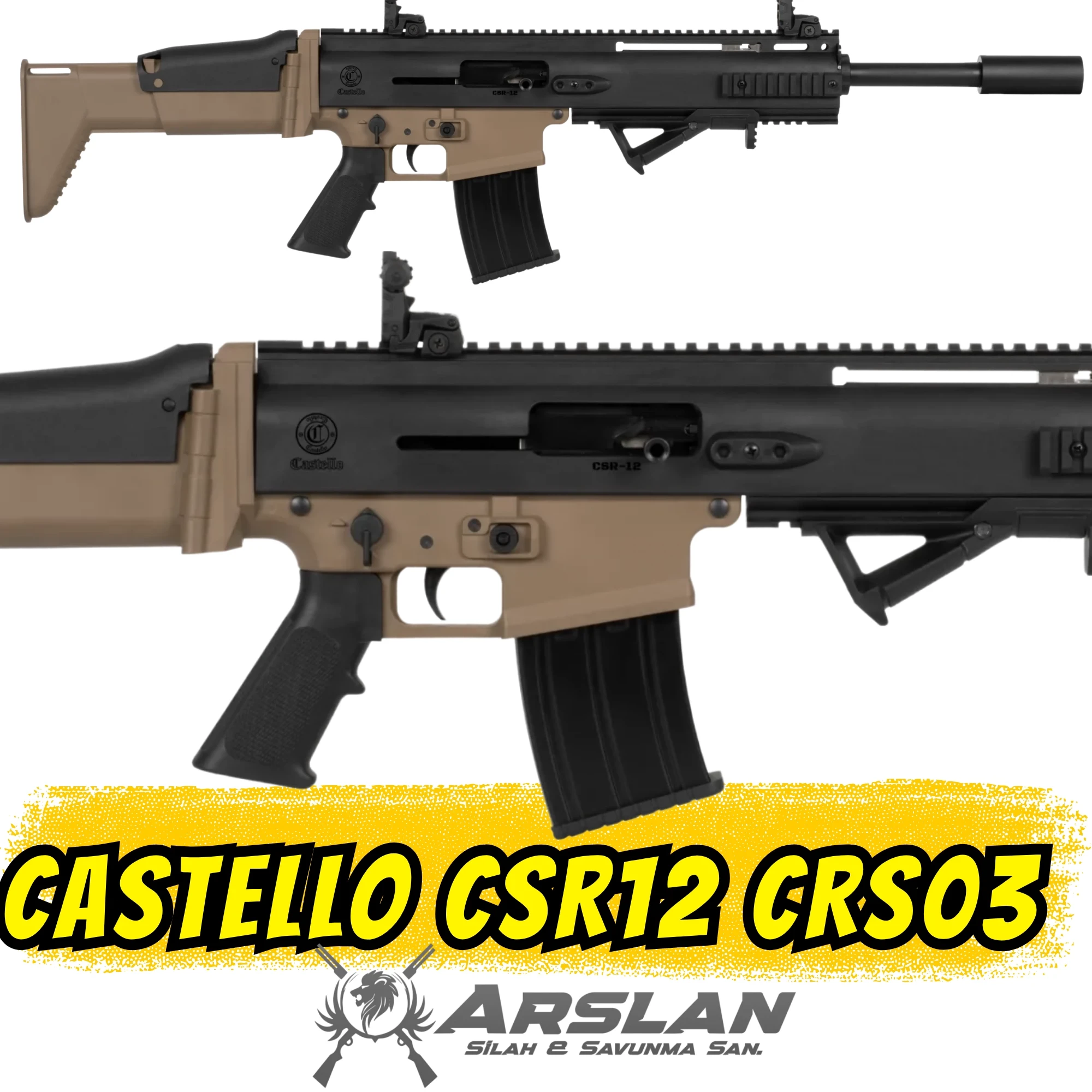 Castello CSR12 Şarjörlü Av Tüfeği Çöl-Siyah (SCAR Tipi CRS03)