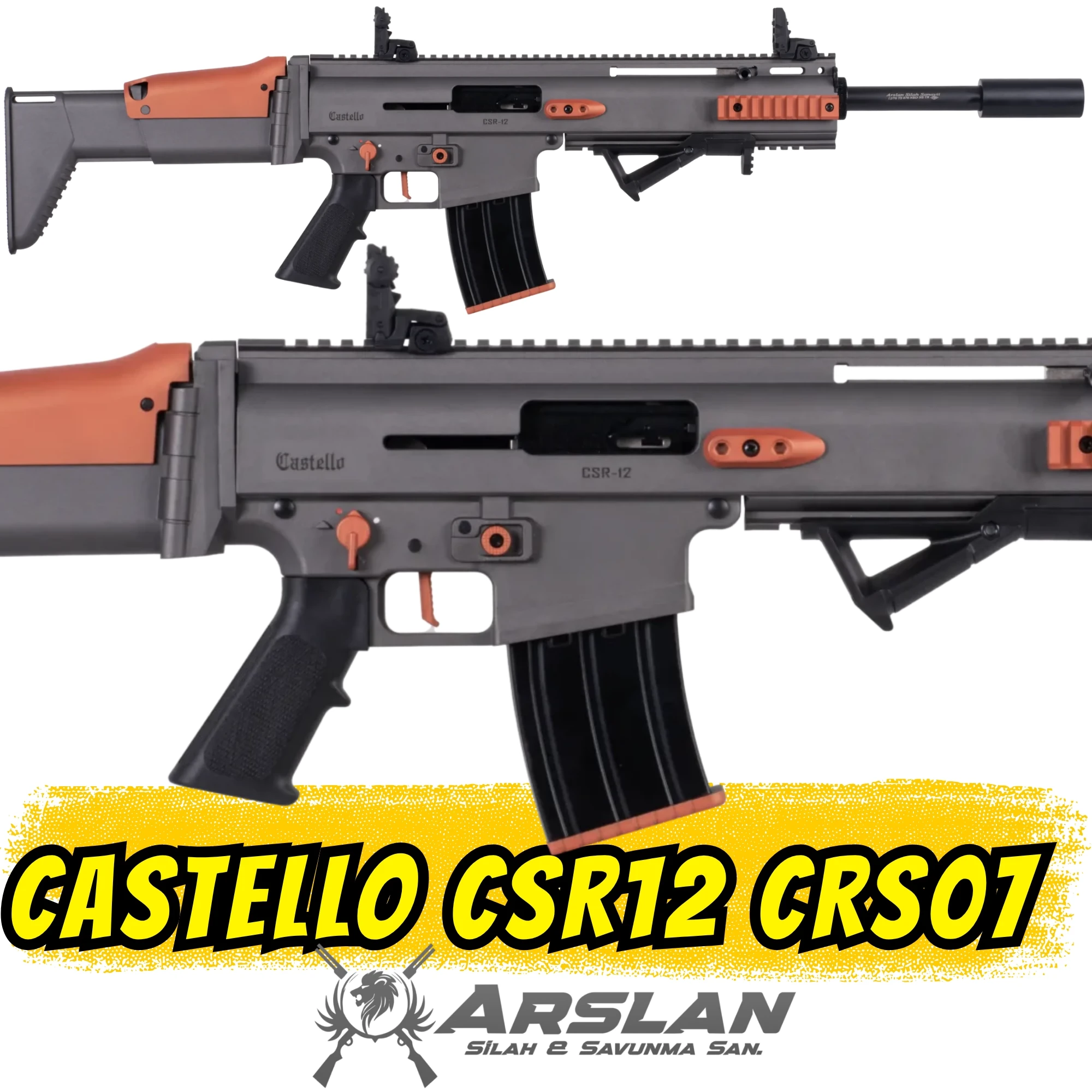 Castello CSR12 Şarjörlü Av Tüfeği Füme-Turuncu (SCAR Tipi CRS07)