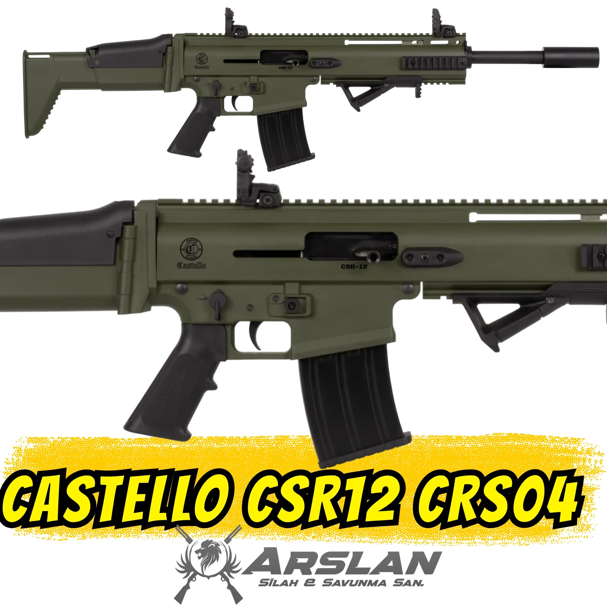 Castello CSR12 Şarjörlü Av Tüfeği Haki (SCAR Tipi CRS04)