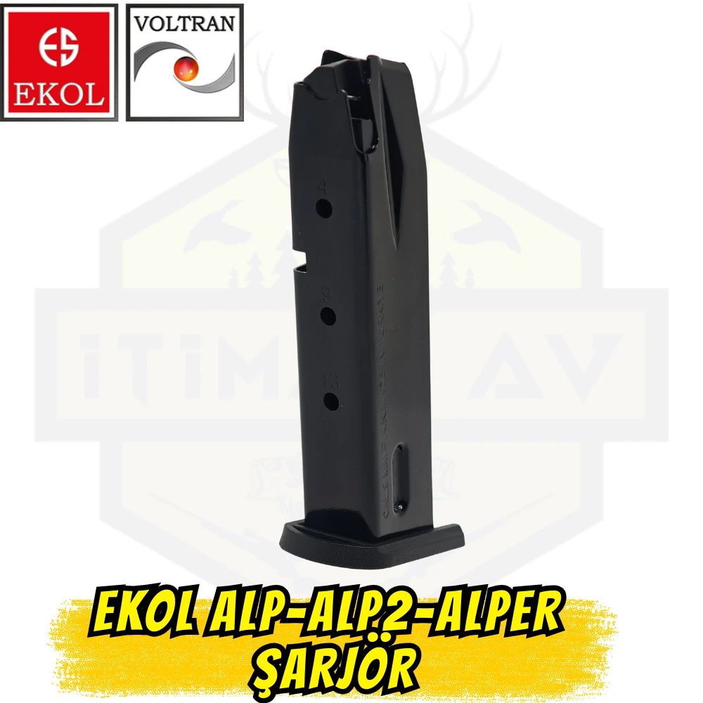 Ekol Alp / Alp 2 / Alper Kuru Sıkı Tabanca Şarjör - Siyah (14+1 Kapasite)