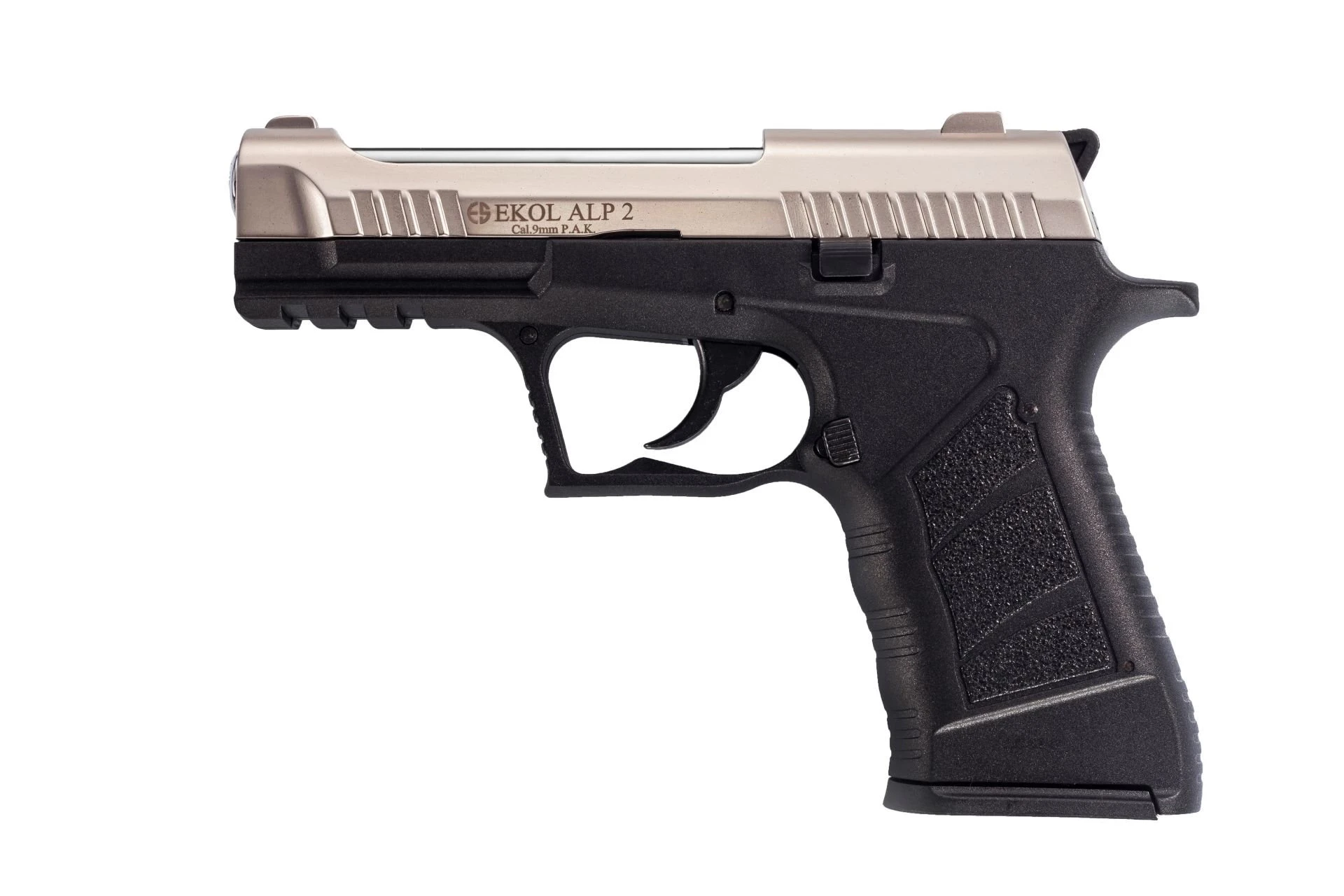 Ekol Alp 2 Kurusıkı Ses Tabancası Saten (9 mm - Ultra İnce Kompakt Gövde - 580 g - 14/25 Şarjör Kapasiteli)