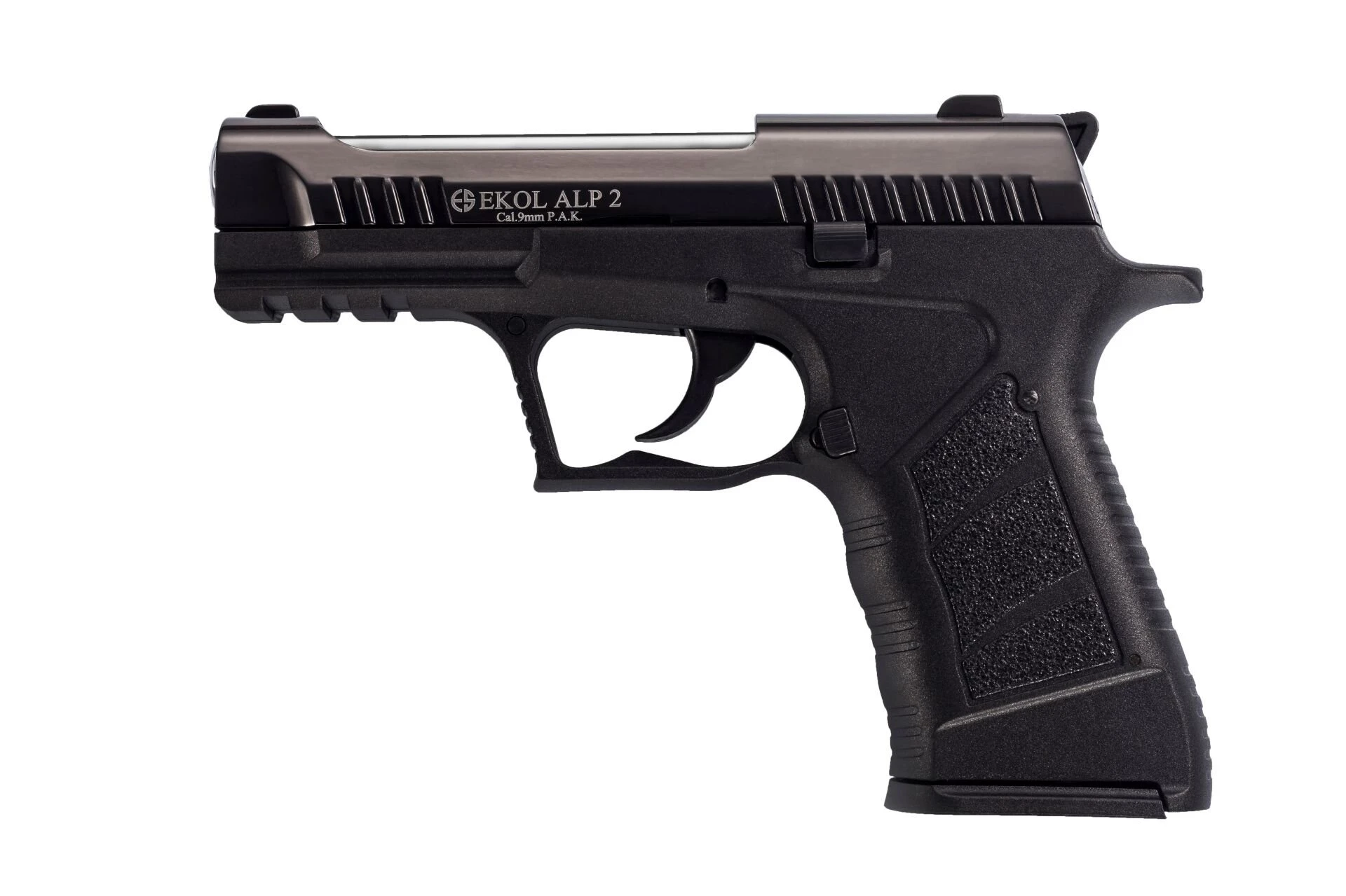 Ekol Alp 2 Kurusıkı Ses Tabancası Siyah (9 mm - Ultra İnce Kompakt Gövde - 580 g - 14/25 Şarjör Kapasiteli)