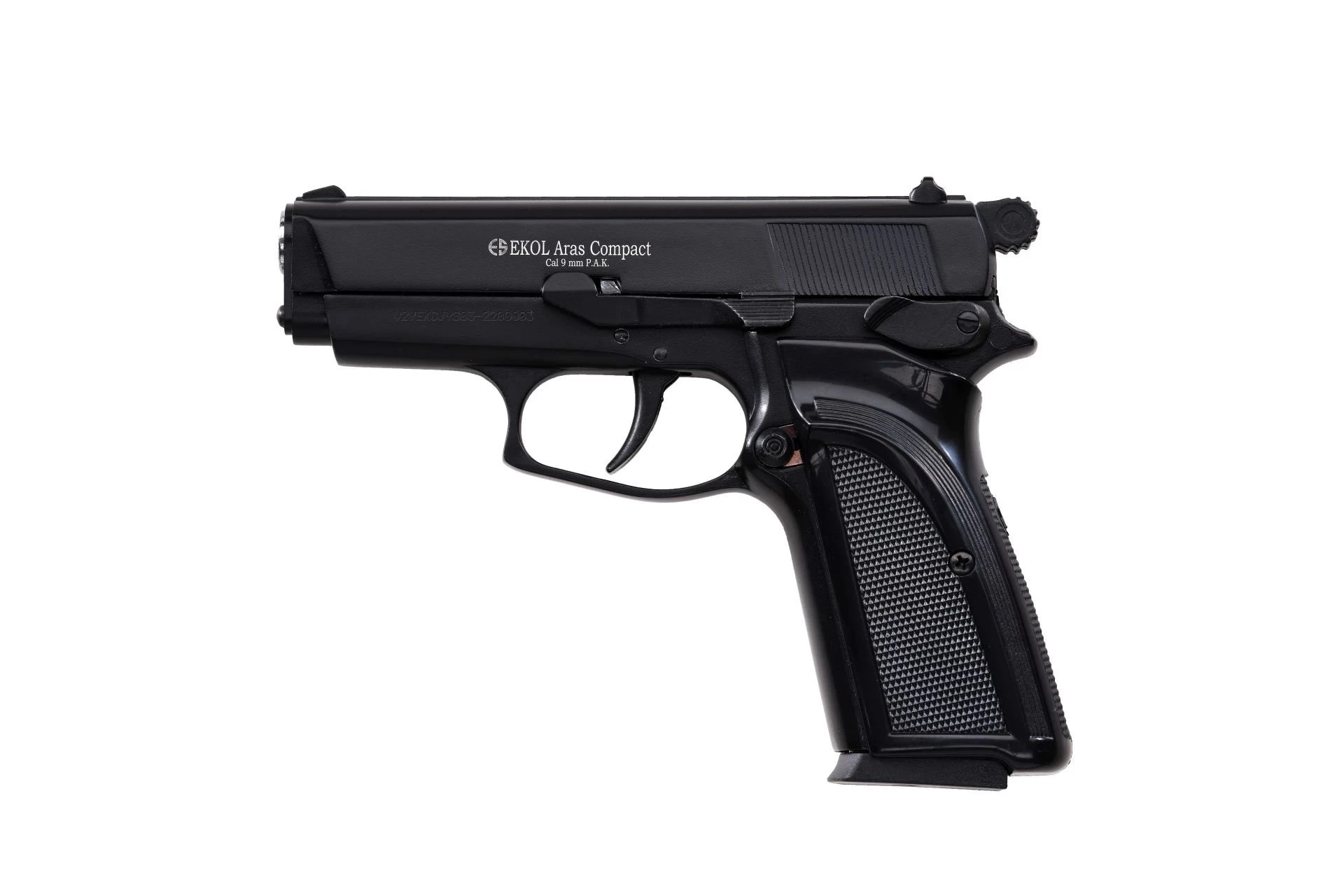 Ekol Aras Compact Kurusıkı Ses Tabancası Mat Siyah (9 mm - Compact Gövde - 732 g - 14 Şarjör Kapasiteli)