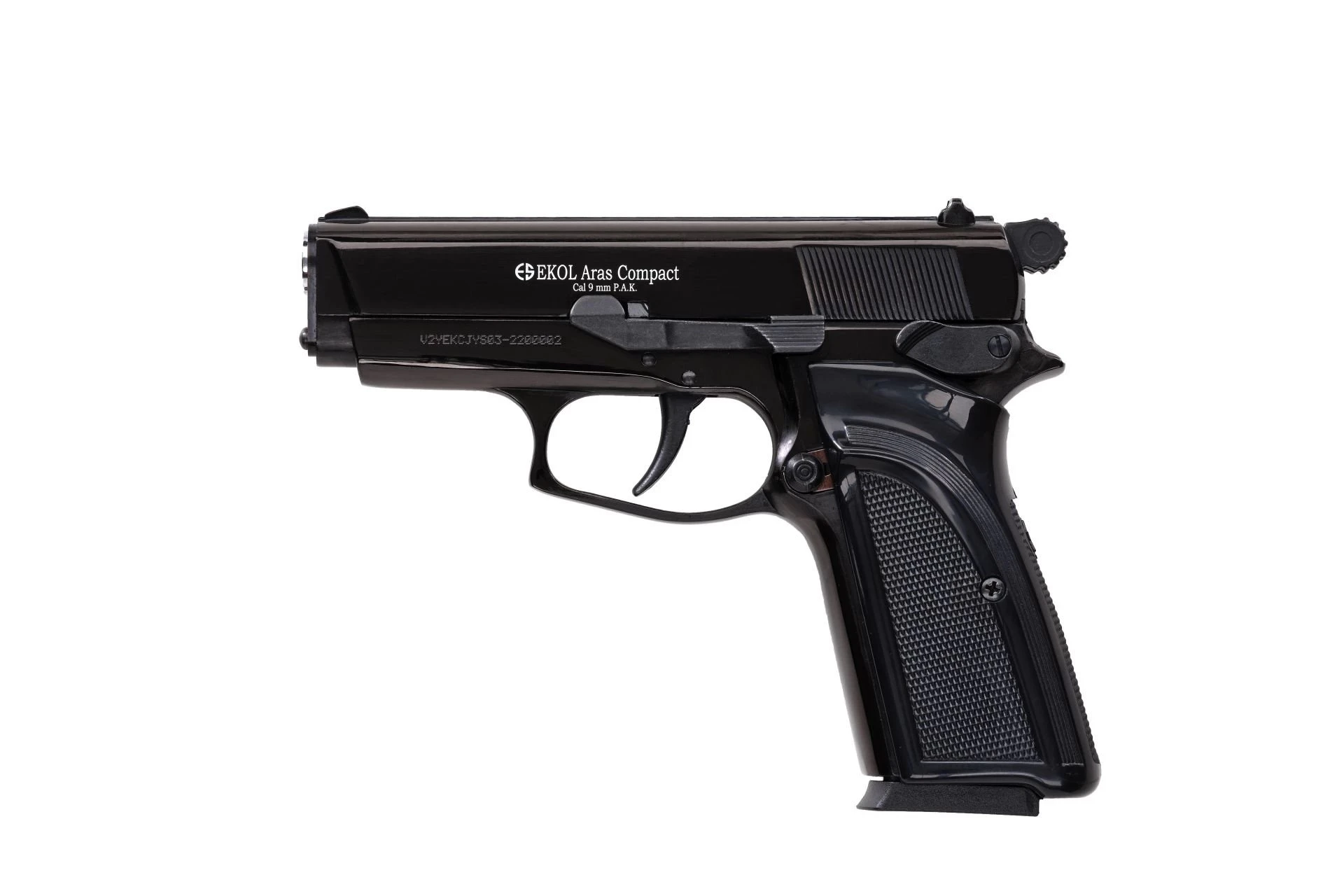 Ekol Aras Compact Kurusıkı Ses Tabancası Siyah (9 mm - Compact Gövde - 732 g - 14 Şarjör Kapasiteli)