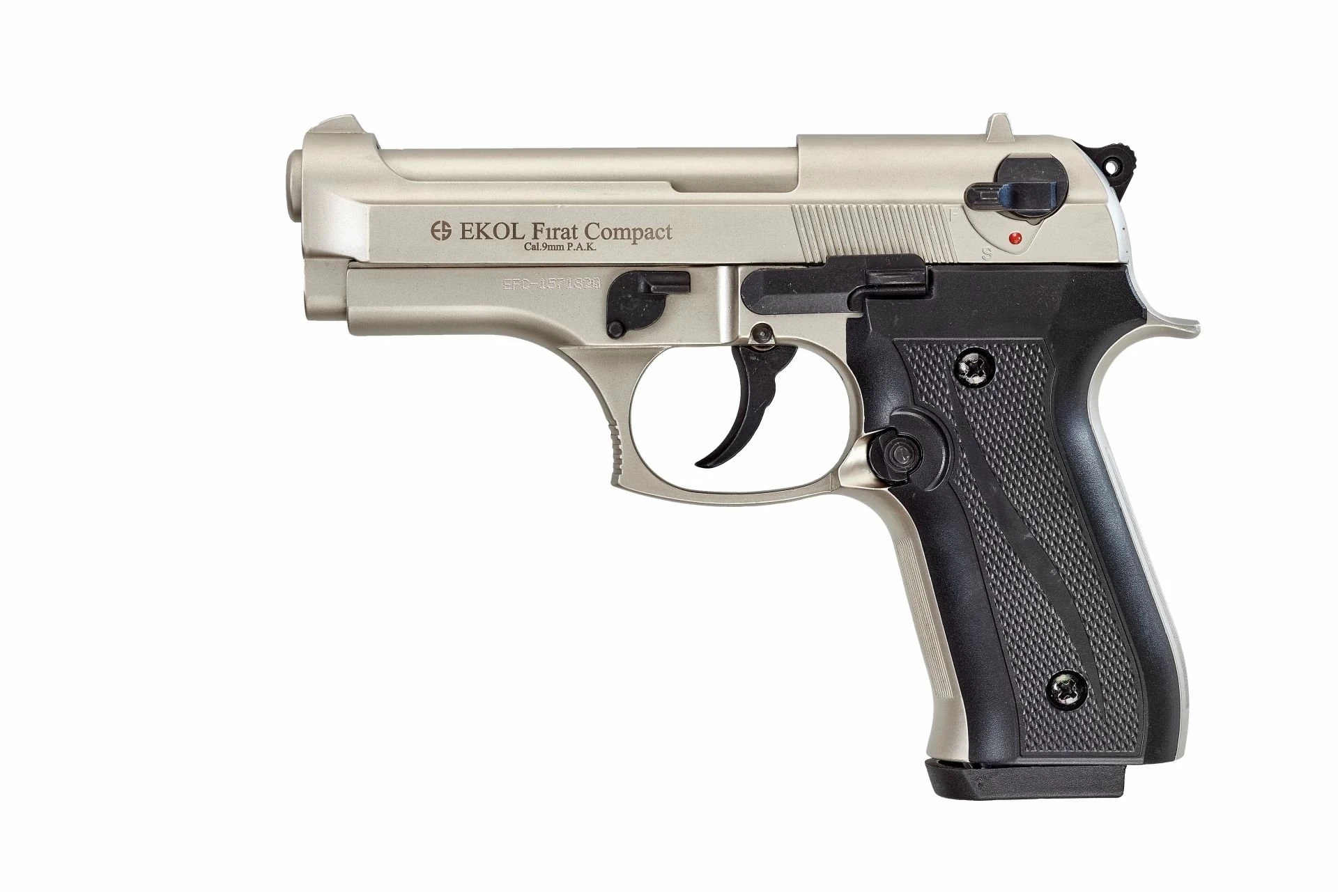 Ekol Fırat Compact Kurusıkı Ses Tabancası Saten (9 mm - Compact Gövde - 1060 g Tok Kütle - 17/25 Şarjör Kapasiteli)