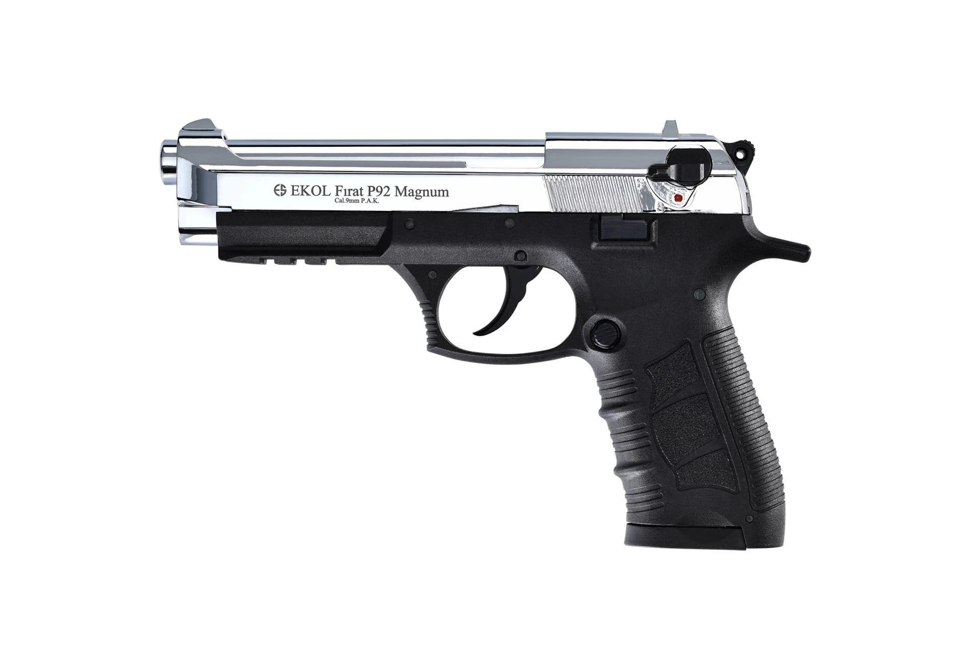 Ekol Fırat P92 Kurusıkı Ses Tabancası Parlak Krom (9 mm - Yarı Otomatik - 872 g - 17/25 Şarjör Kapasiteli)