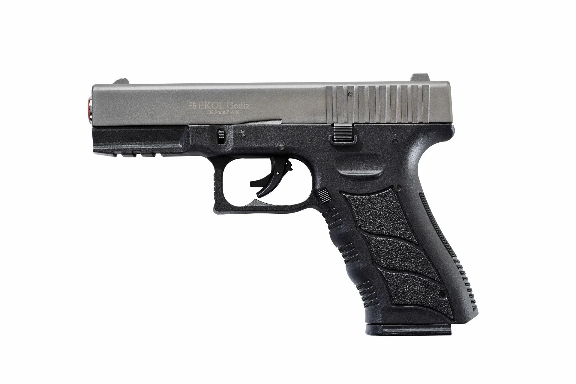 Ekol Gediz Kurusıkı Ses Tabancası Füme (9 mm - Polymer Taktik Gövde - 816 g - 17 Şarjör Kapasiteli)