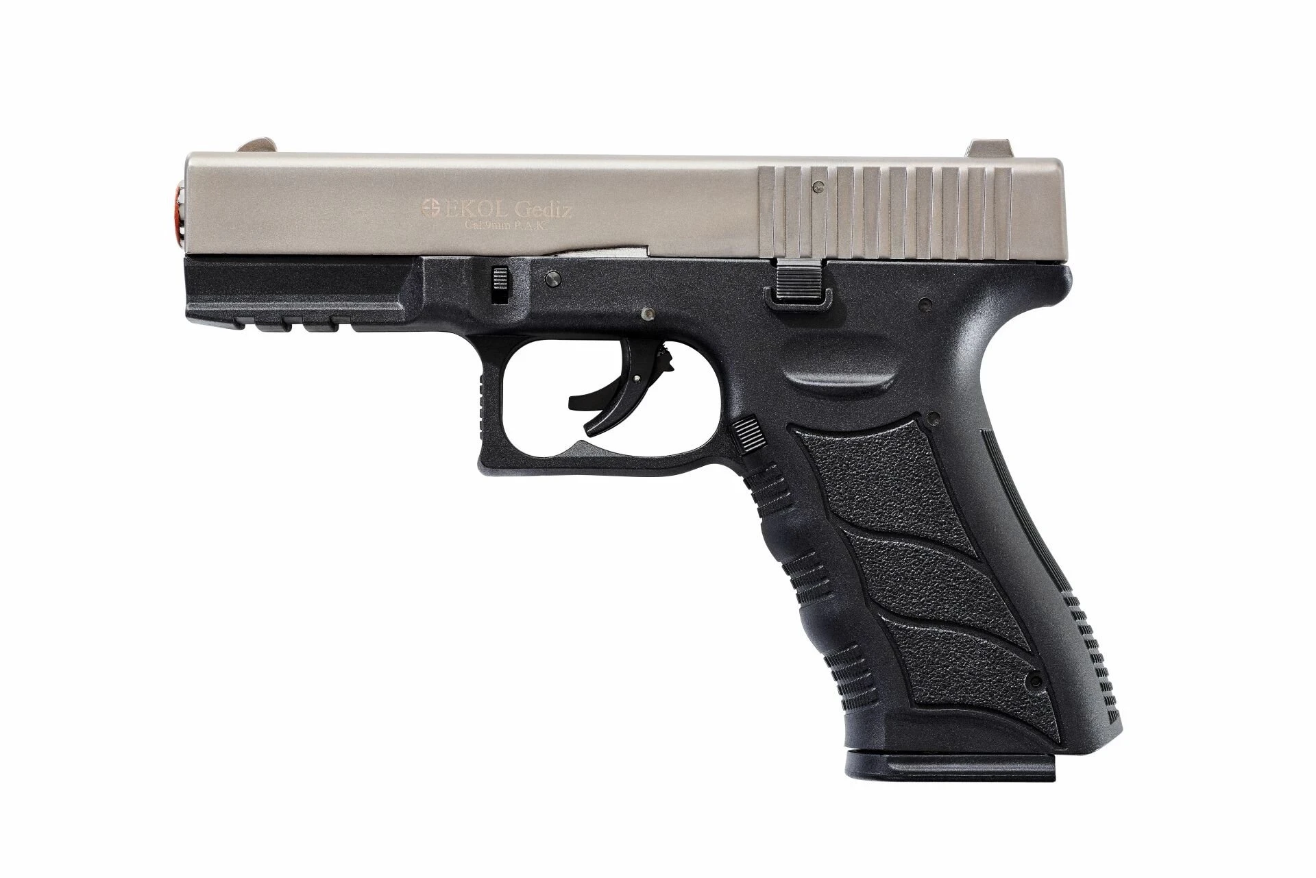 Ekol Gediz Kurusıkı Ses Tabancası Saten (9 mm - Polymer Taktik Gövde - 816 g - 17 Şarjör Kapasiteli)