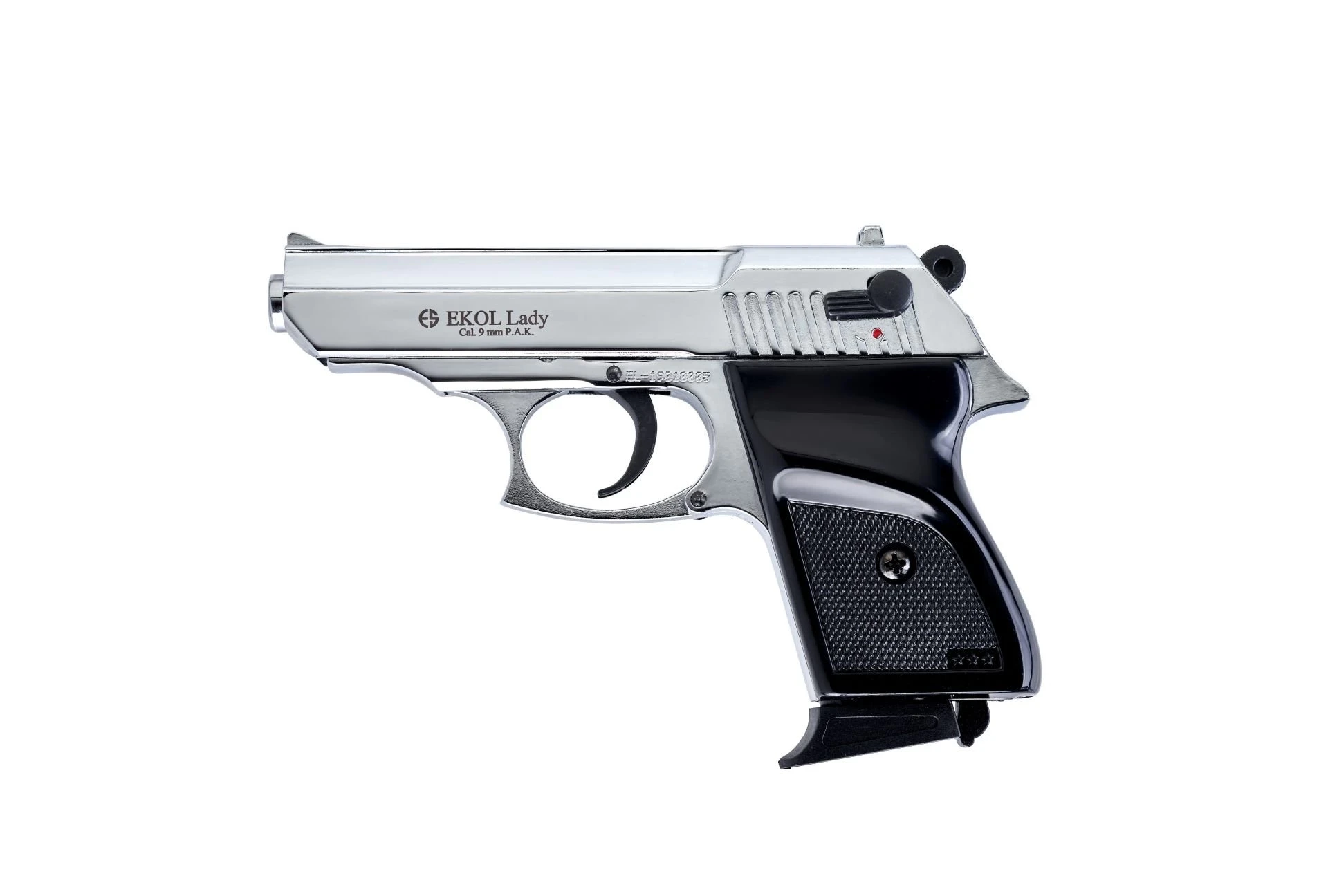 Ekol Lady Kurusıkı Ses Tabancası Parlak Krom (9 mm - Ultra Compact - 572 g - 6+1 Şarjör Kapasiteli)