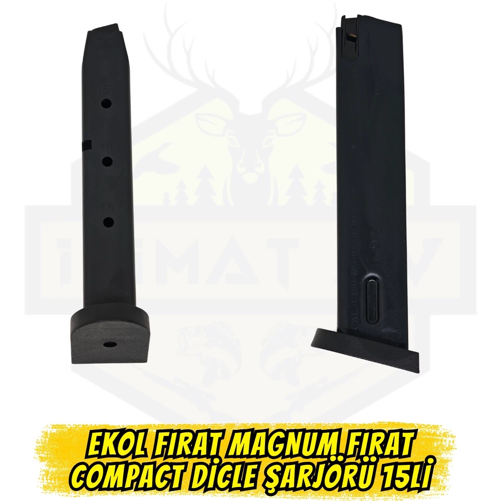 Ekol Fırat Magnum / Compact ve Dicle Uyumlu 15li Şarjör - Siyah