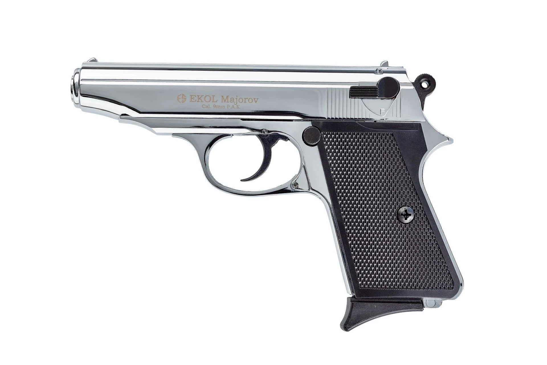 Ekol Majarov Kurusıkı Ses Tabancası Parlak Krom (9 mm - Ergonomik Gövde - 816 g - 17 Şarjör Kapasiteli)