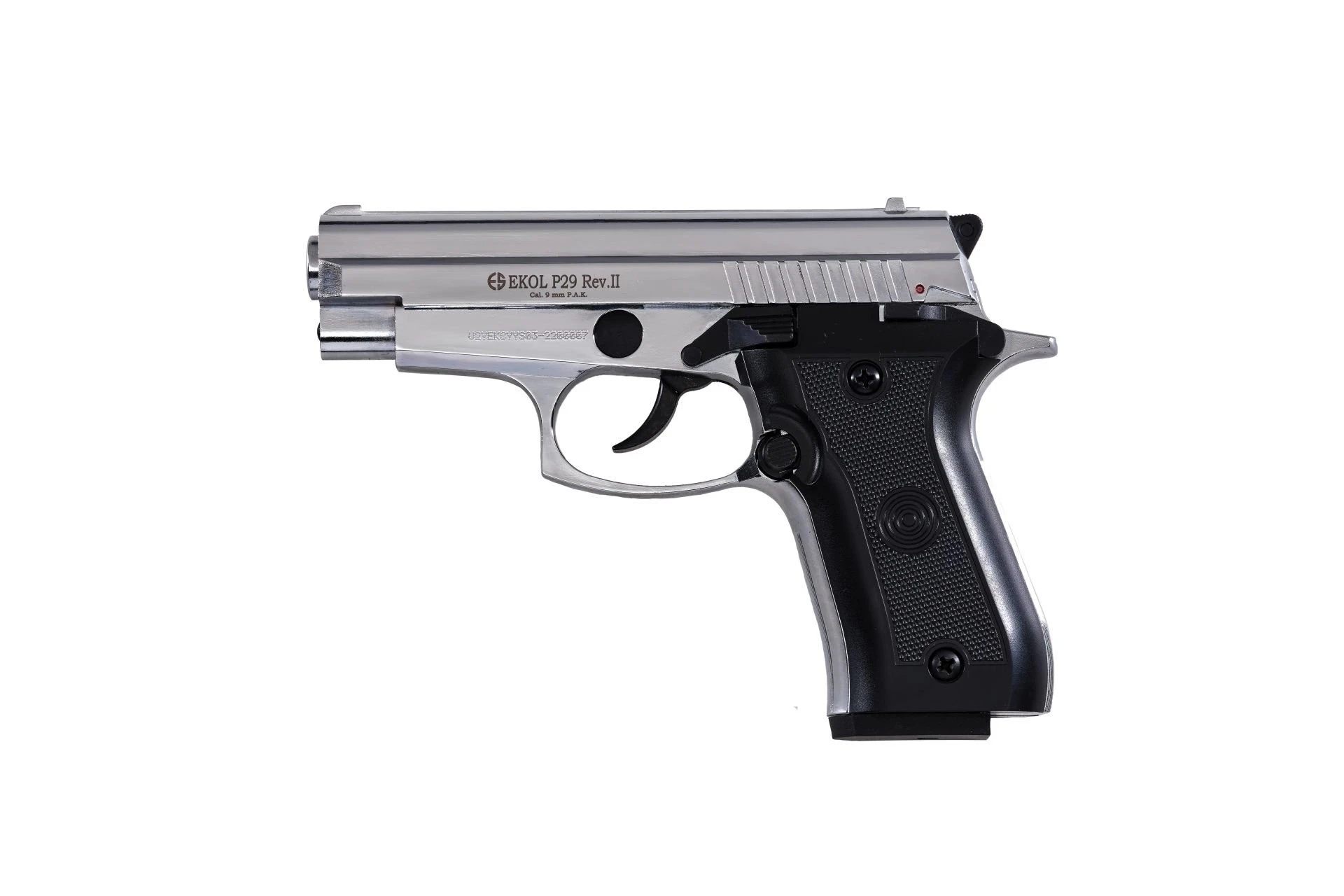 Ekol P29 Rev-II Kurusıkı Ses Tabancası Parlak Krom (9 mm - Compact Gövde - 14/25 Şarjör Kapasiteli)