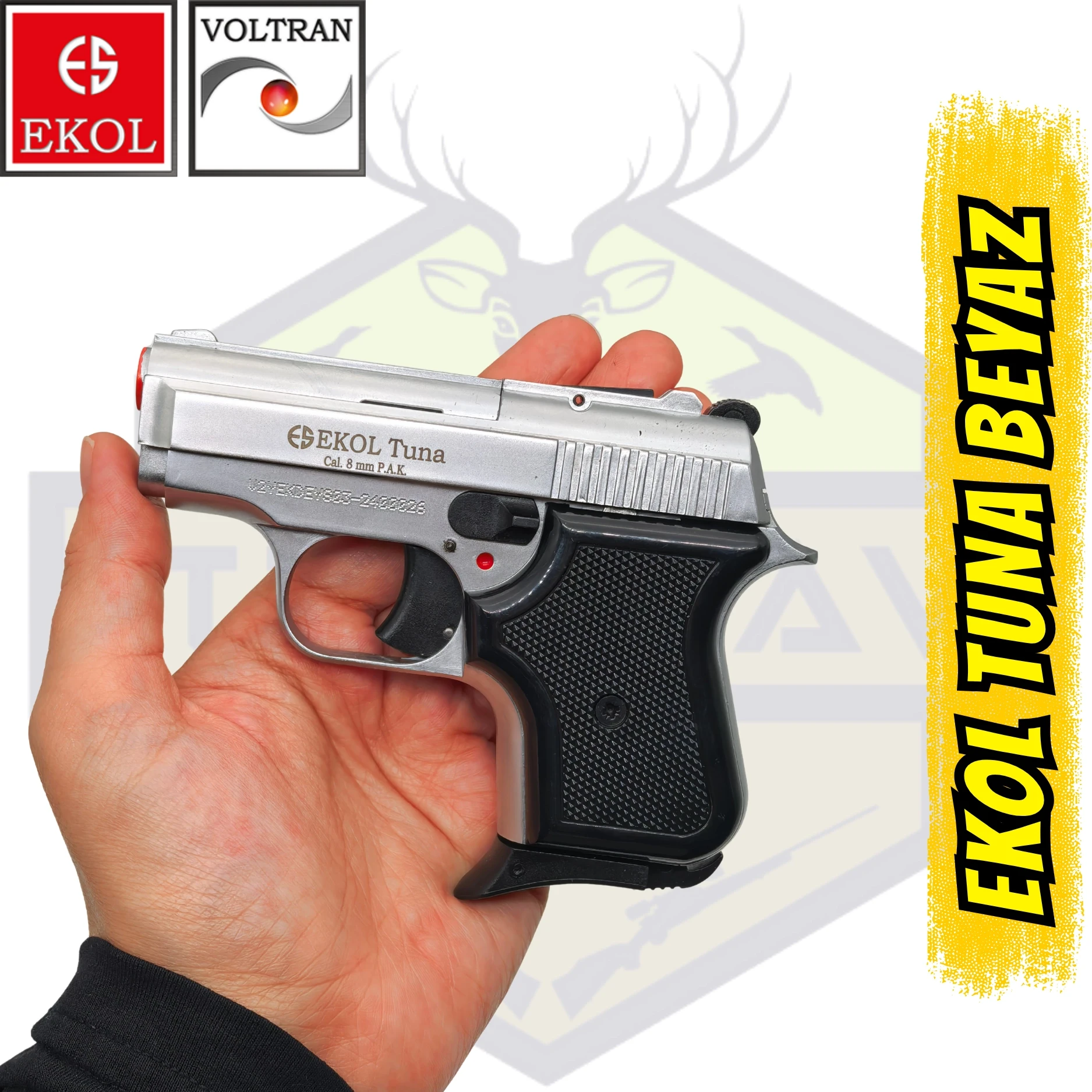 Ekol Tuna Beyaz Kurusıkı Ses Tabancası (8 mm)