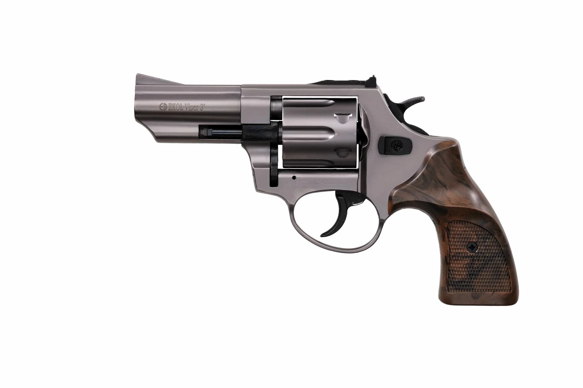 Ekol Viper 3 Kurusıkı Ses Tabancası Füme (9 mm - Revolver Toplu Tabanca - 733 g - 6 Fişek Kapasiteli)