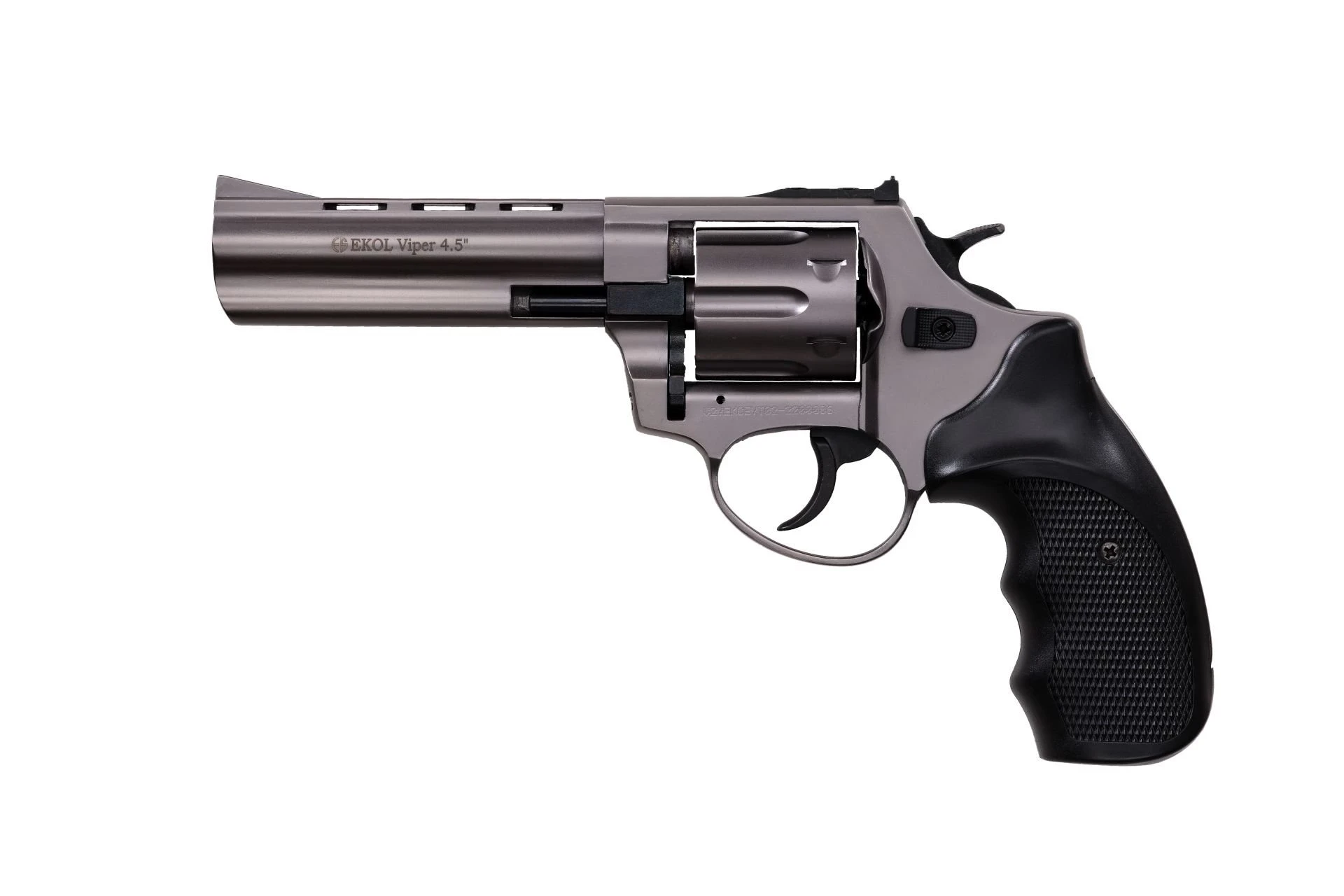 Ekol Viper 4.5 Kurusıkı Ses Tabancası Füme (9 mm - Revolver Toplu Tabanca - 830 g - 6 Fişek Kapasiteli)