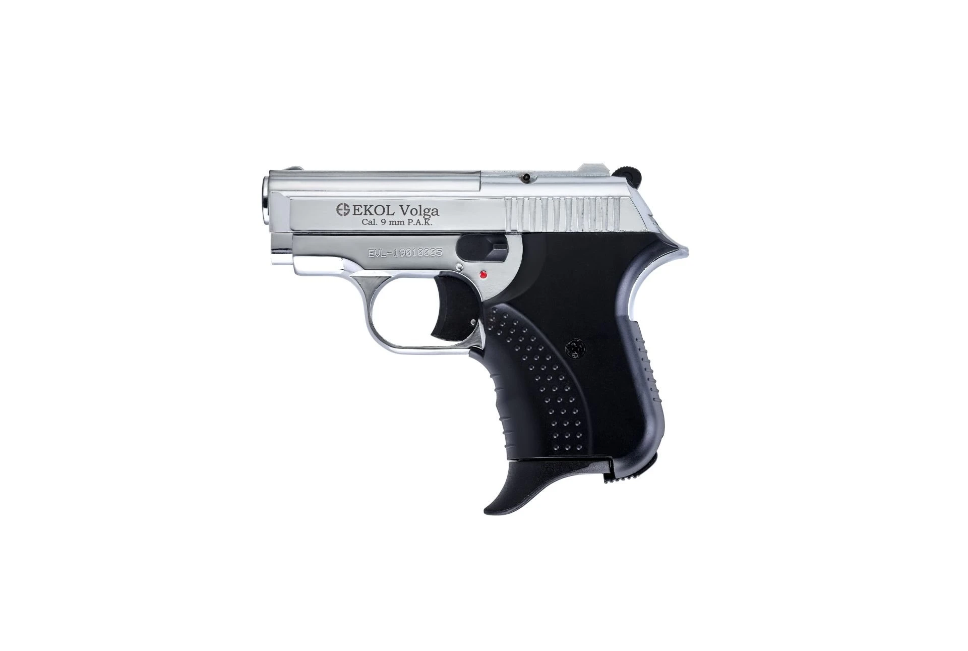 Ekol Volga Kurusıkı Ses Tabancası Parlak Krom (9 mm - Compact Gövde - 610 g - 6+1 Şarjör Kapasiteli