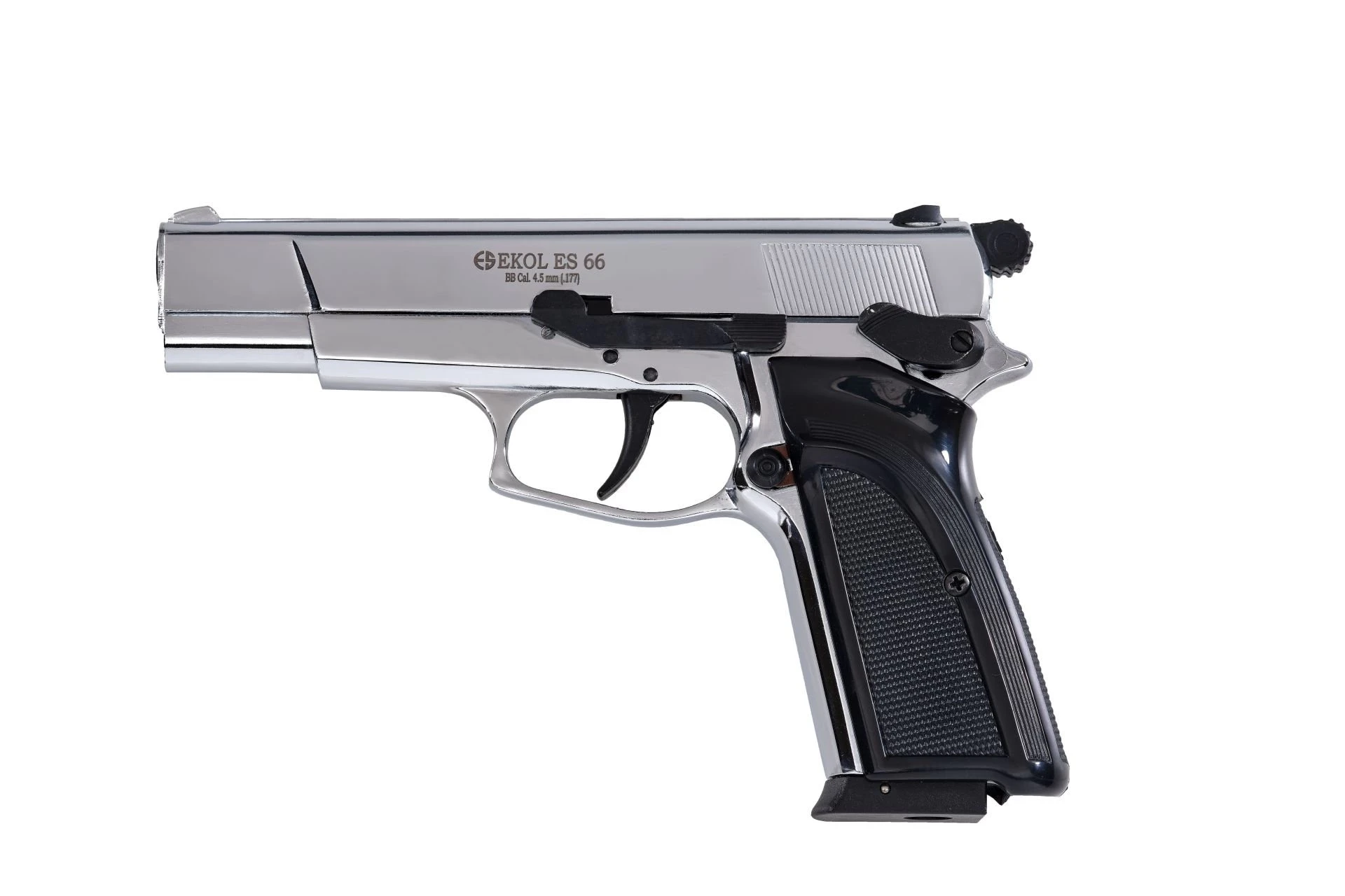 Ekol Voltran ES 66 Havalı Tabanca Parlak Krom (4.5 mm BB - 995 g Full Metal Gövde - 150 m/s Çıkış Hızı)