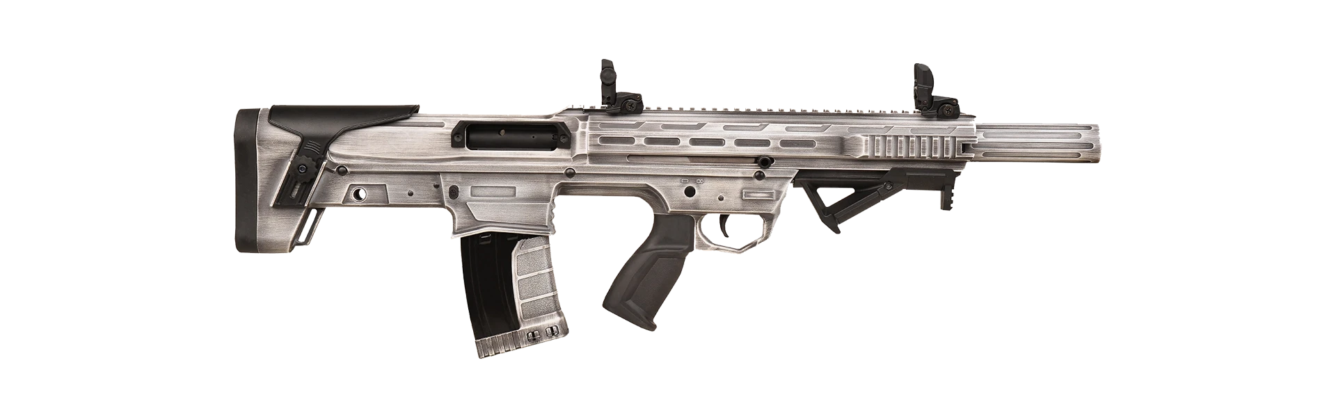 Ferman Brasi-001 Bullpup Şarjörlü Pompalı & Yarı Otomatik Av Tüfeği (12 Kalibre - Çift Sistem - Beyaz)