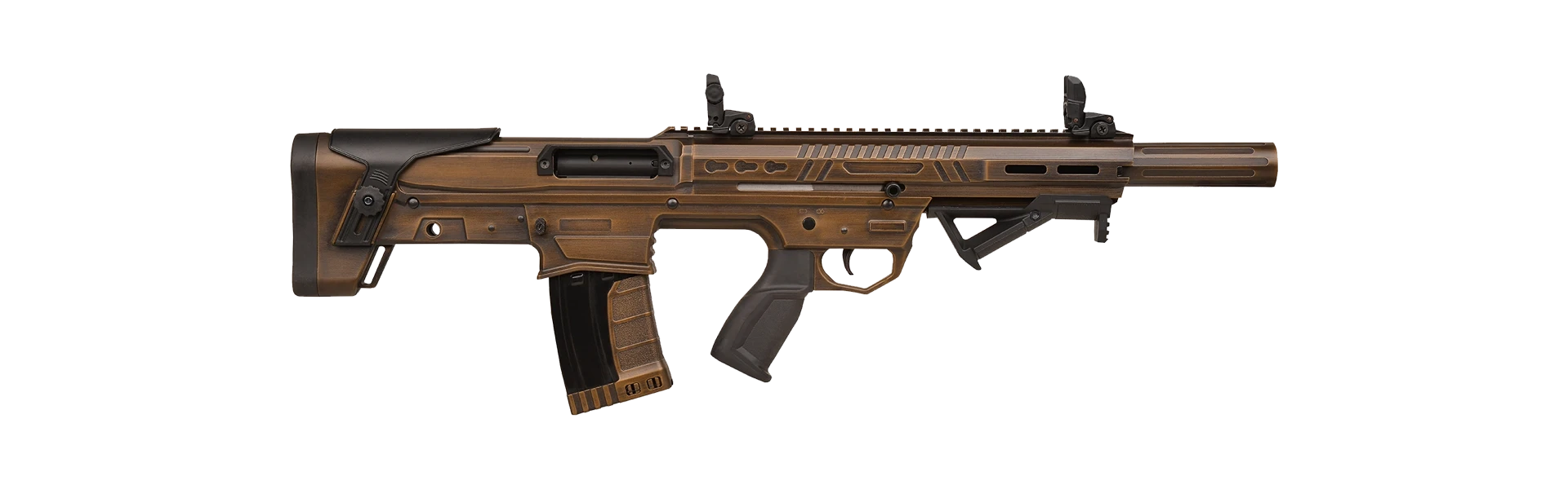 Ferman Brasi-001 Bullpup Şarjörlü Pompalı & Yarı Otomatik Av Tüfeği (12 Kalibre - Çift Sistem - Taktik Haki)