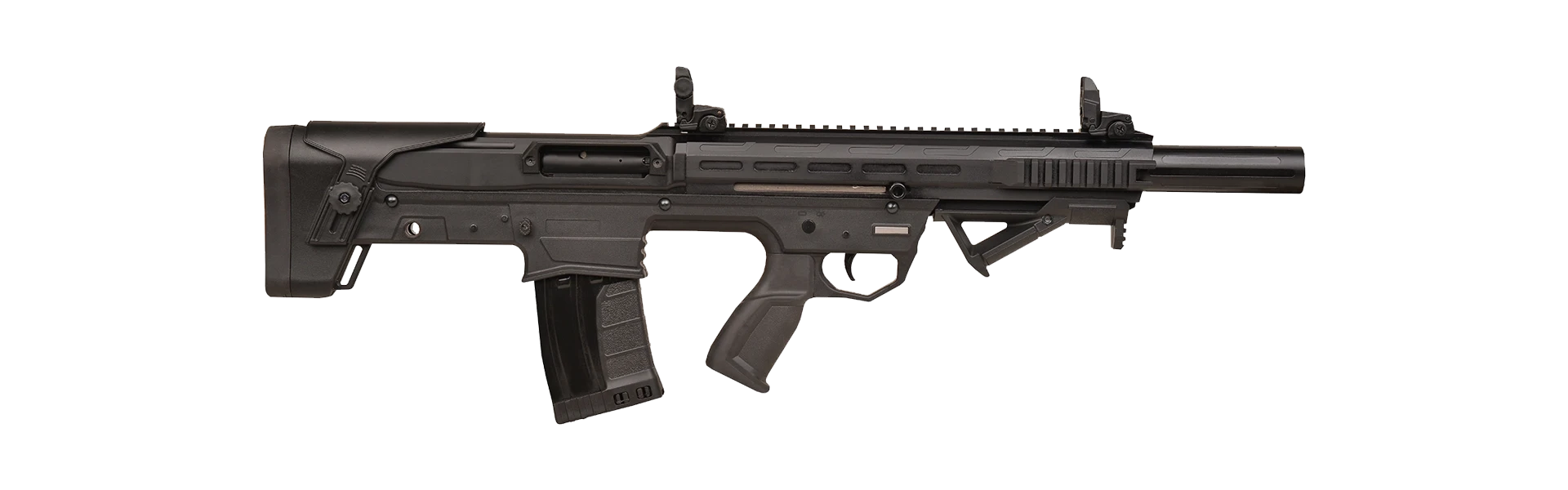 Ferman Brasi-001 Bullpup Şarjörlü Pompalı & Yarı Otomatik Av Tüfeği (12 Kalibre - Çift Sistem - Mat Siyah)