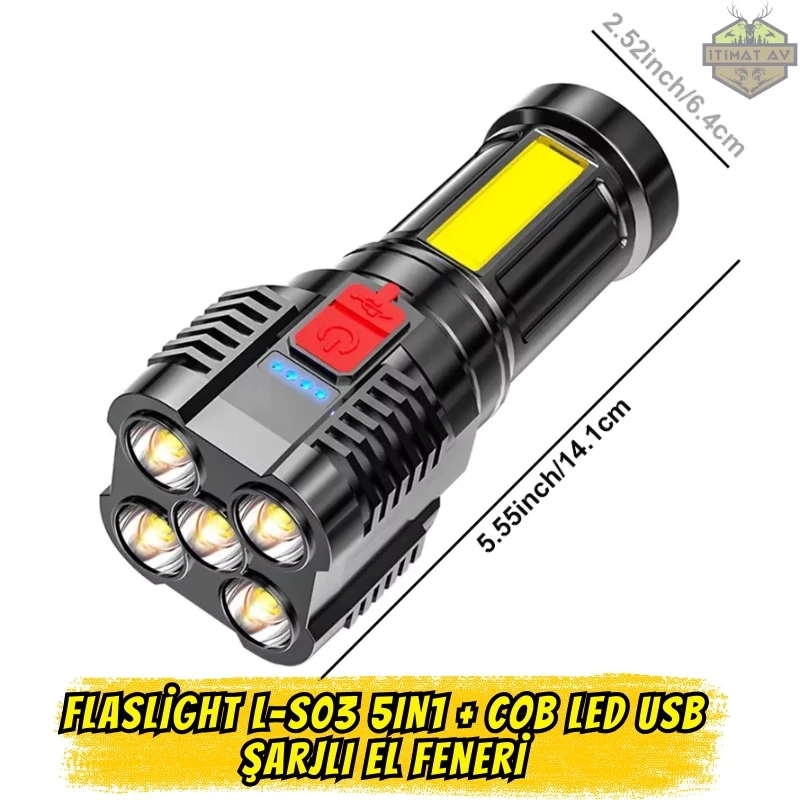 Flashlight L-S03 5IN1 COB LED Şarjlı El Feneri