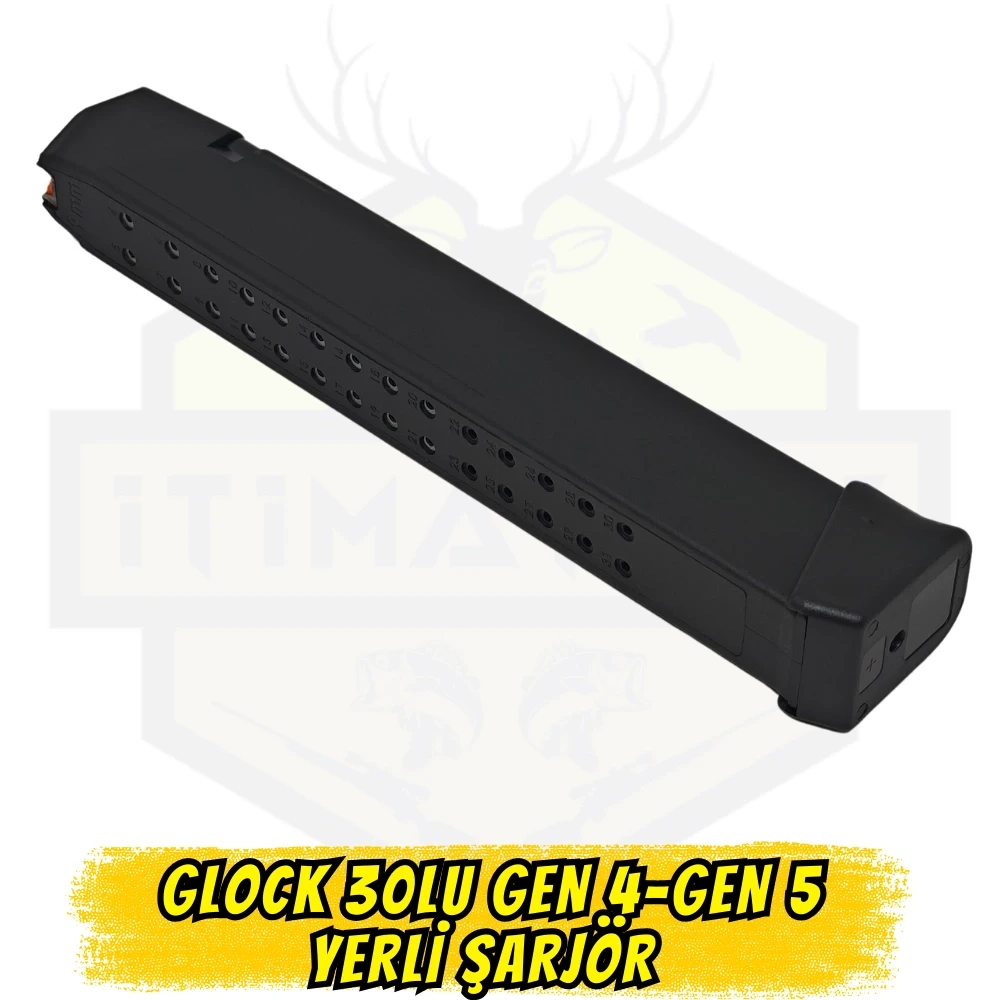 Glock Gen 4 / Gen 5 Uyumlu Uzun Tip Şarjör 30lu Görünüm (20 Fişek Kapasiteli - Takozlu Özel Üretim)